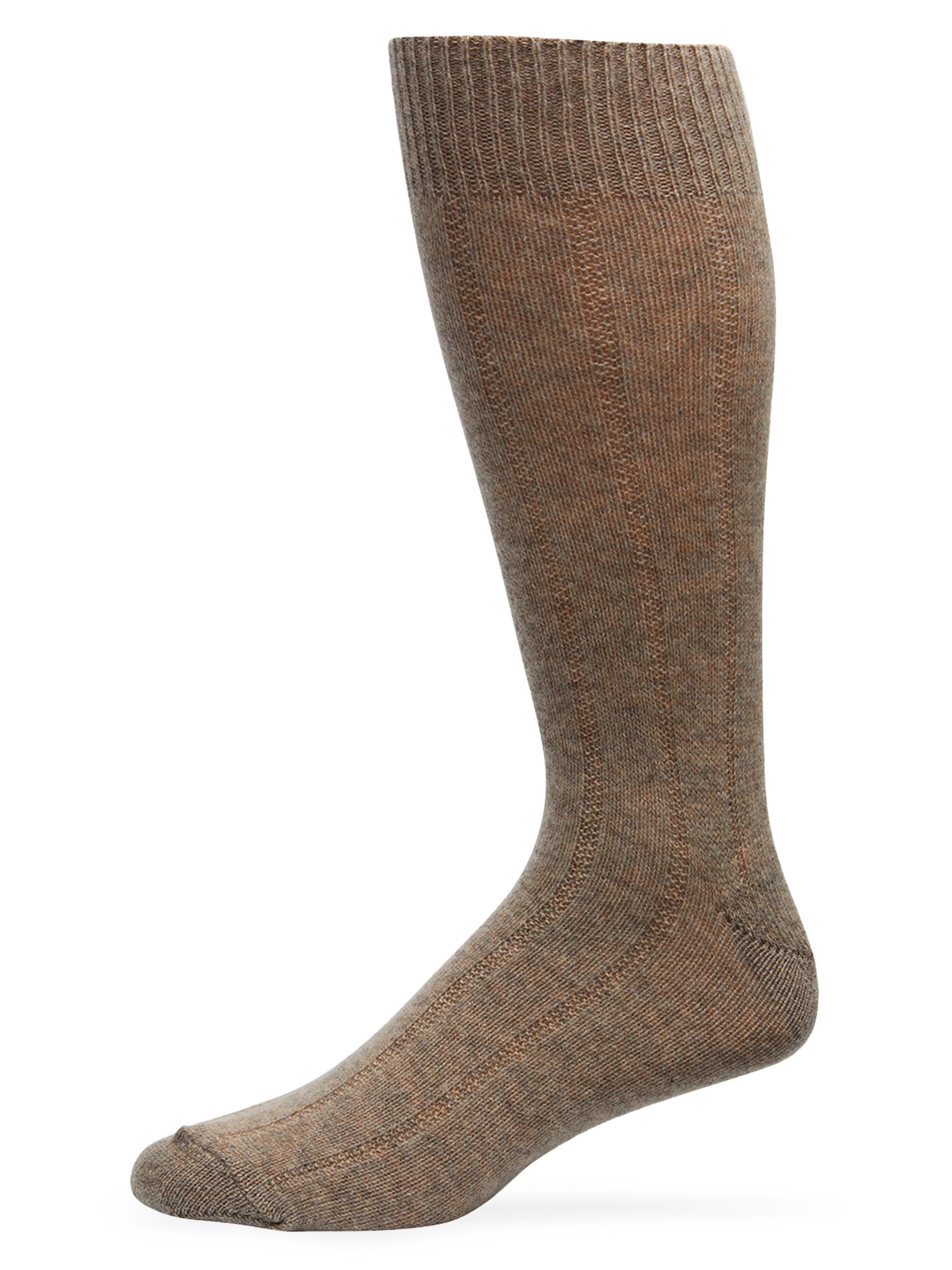 Saks Fifth Avenue Men's Rib-Knit Cashmere Crew Socks - Taupe