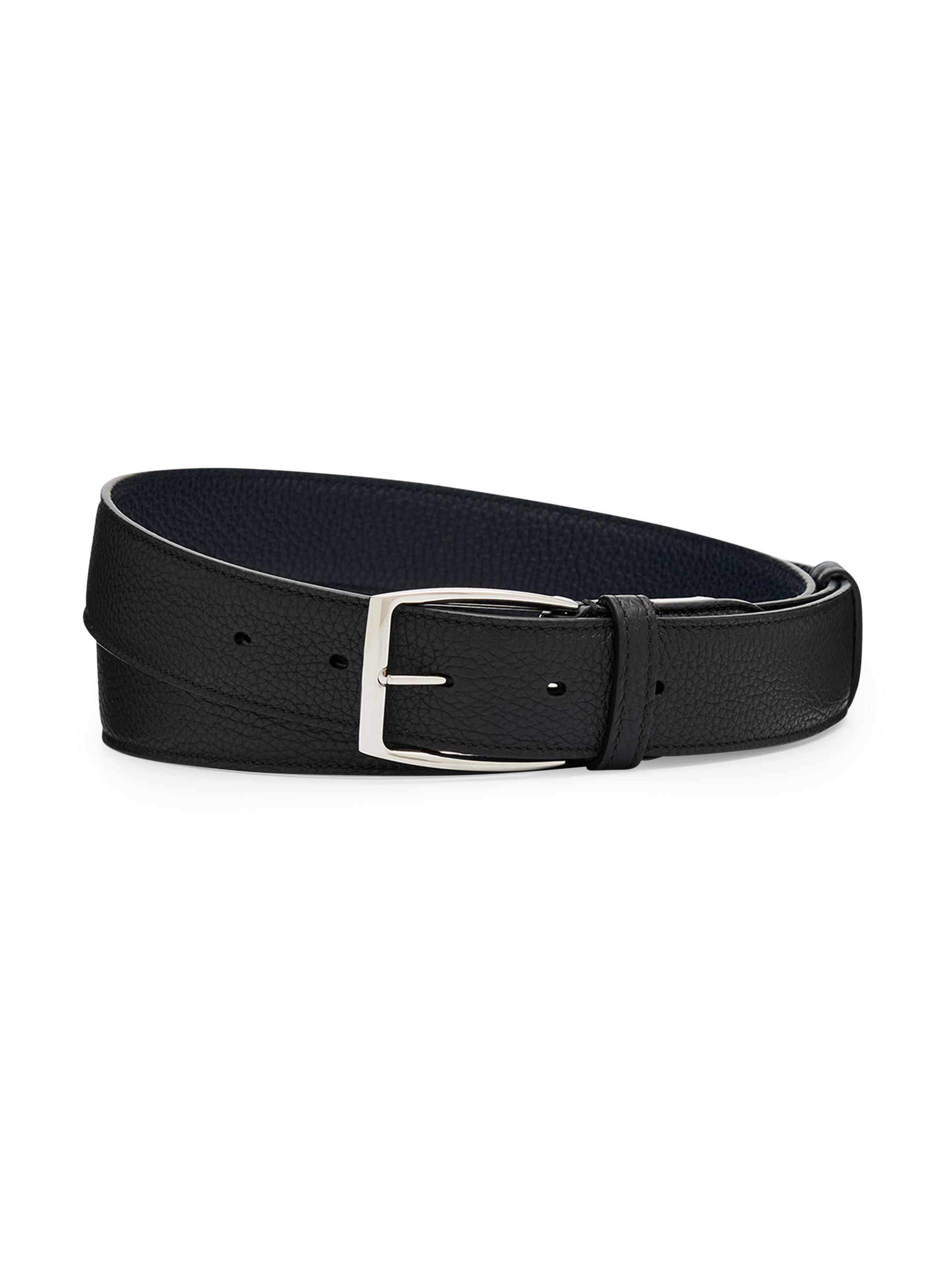 dunhill Men's Grained Leather Belt - Black