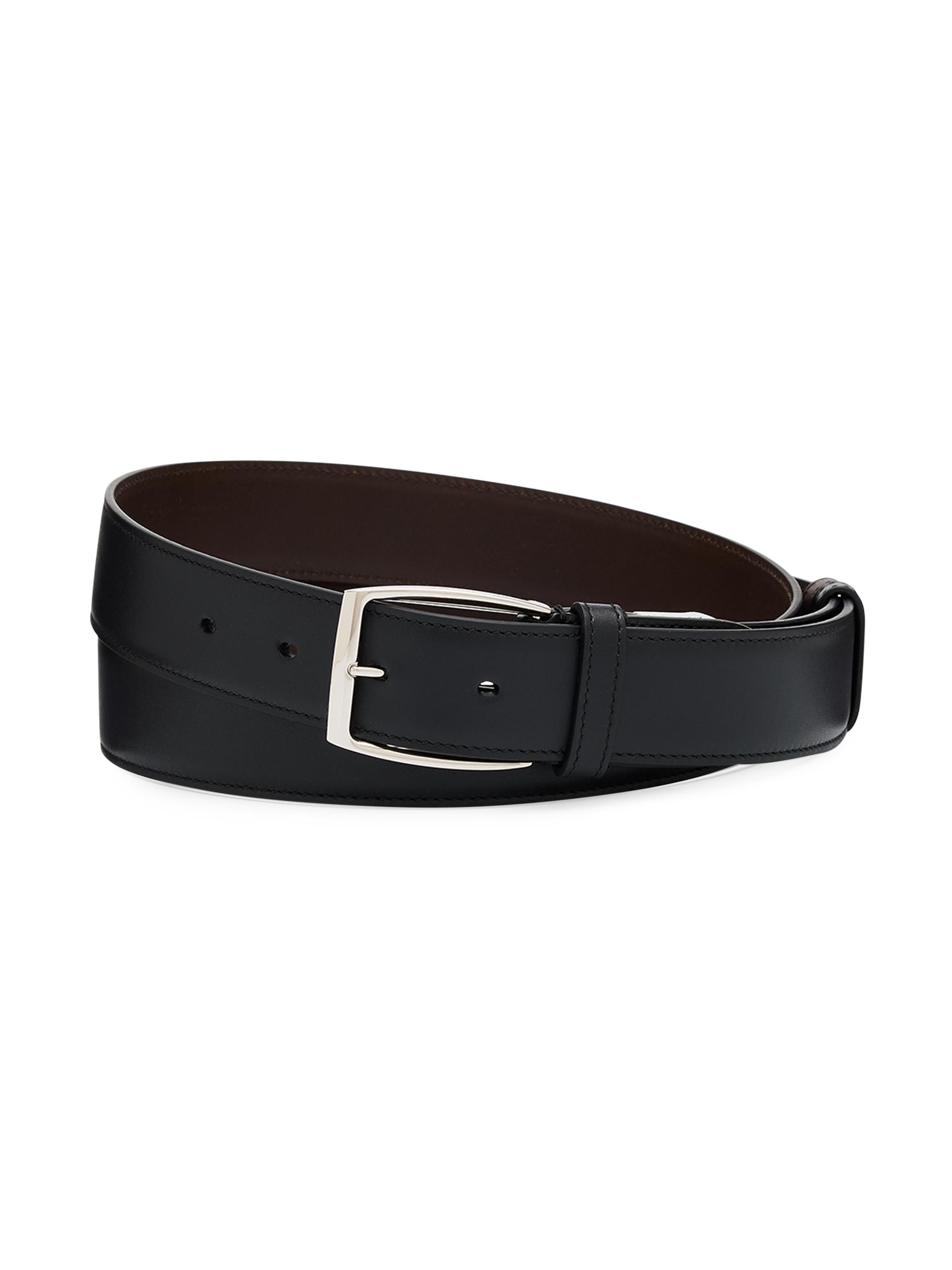 dunhill Men's Smooth Leather Belt - Black