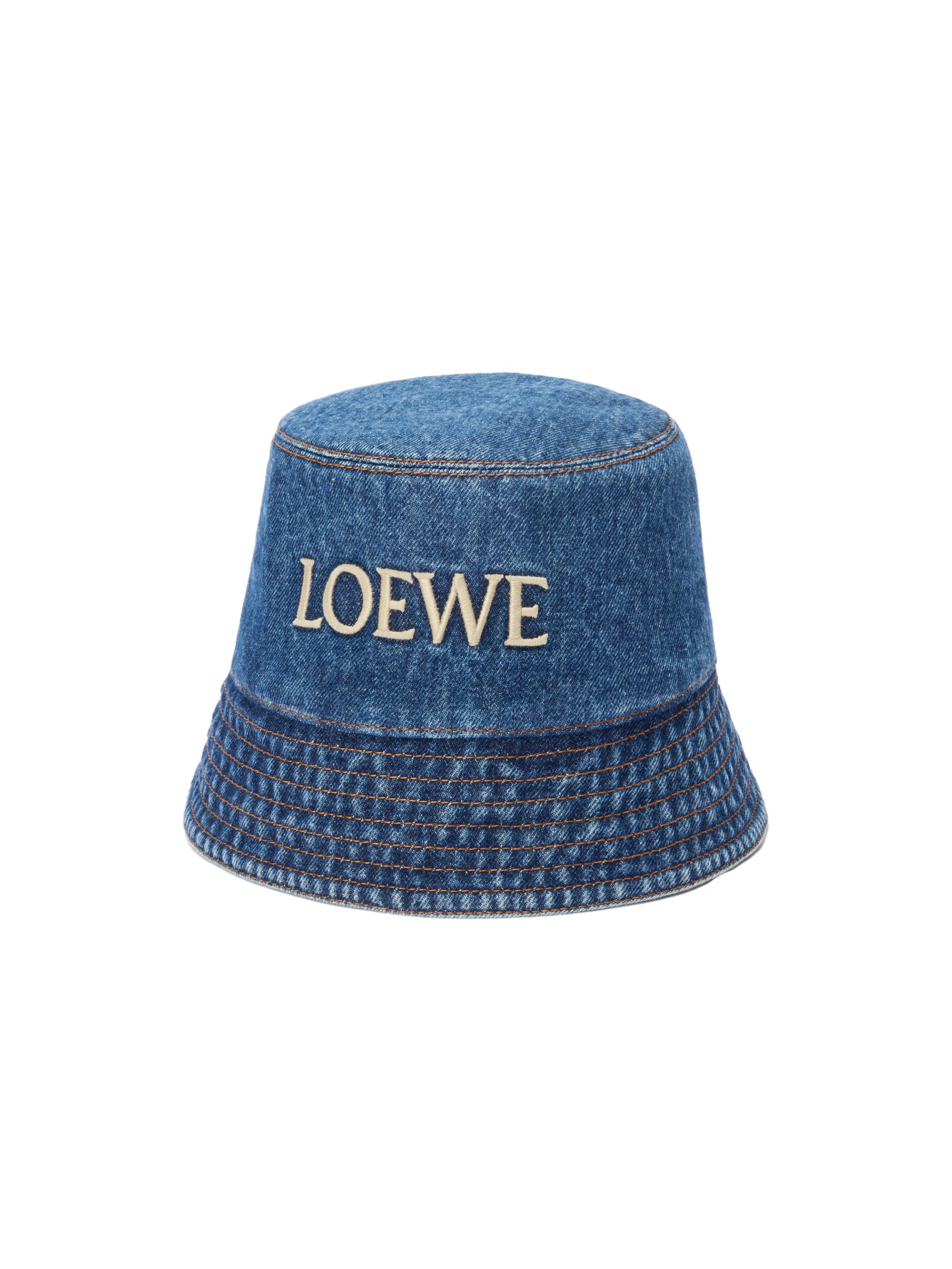 LOEWE Women's Logo-Embroidered Denim Bucket Hat - Denim Blue