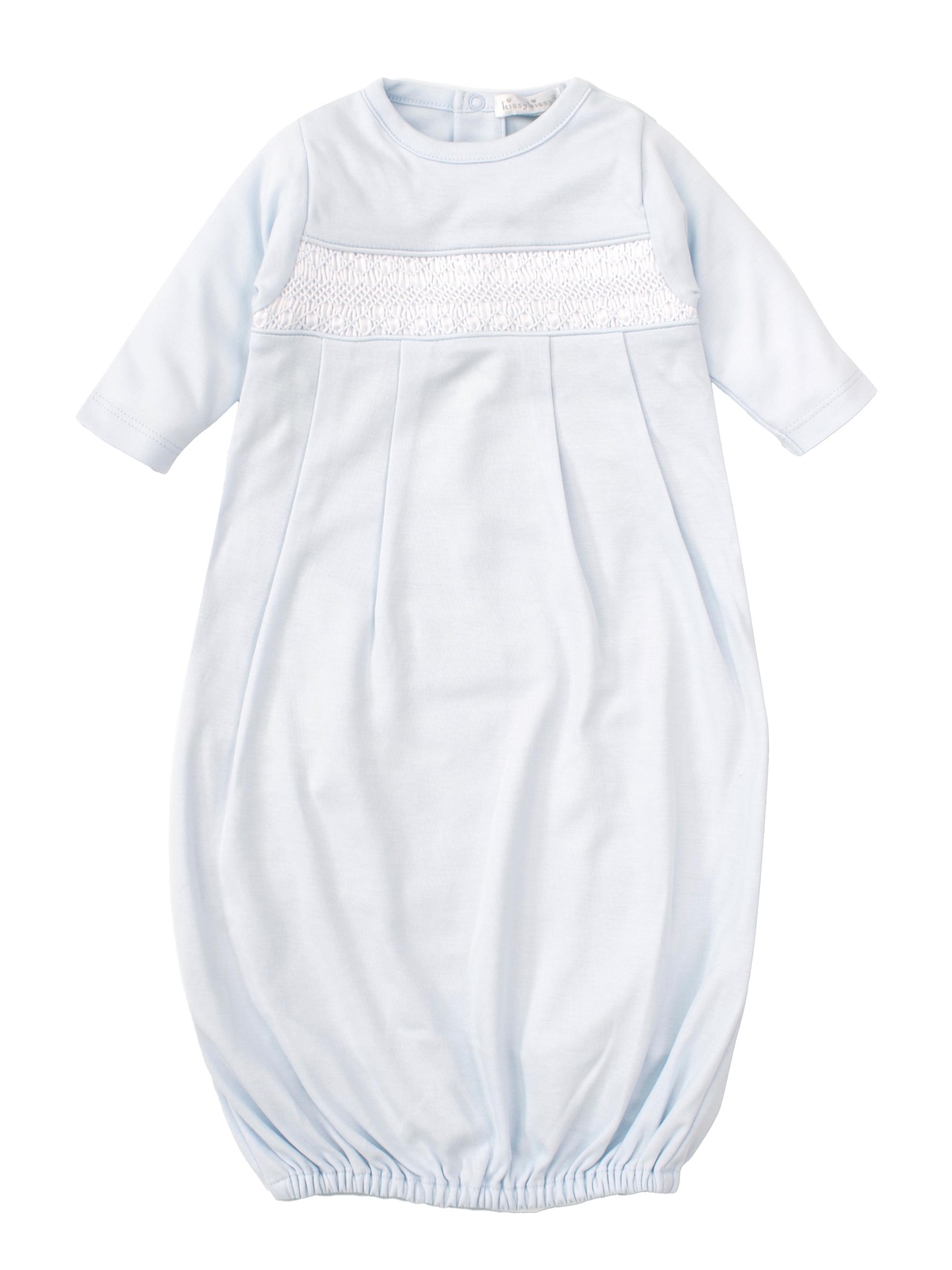 Kissy Kissy Baby Boy's Charmed Smocked Cotton Sleeper Gown - Light Blue