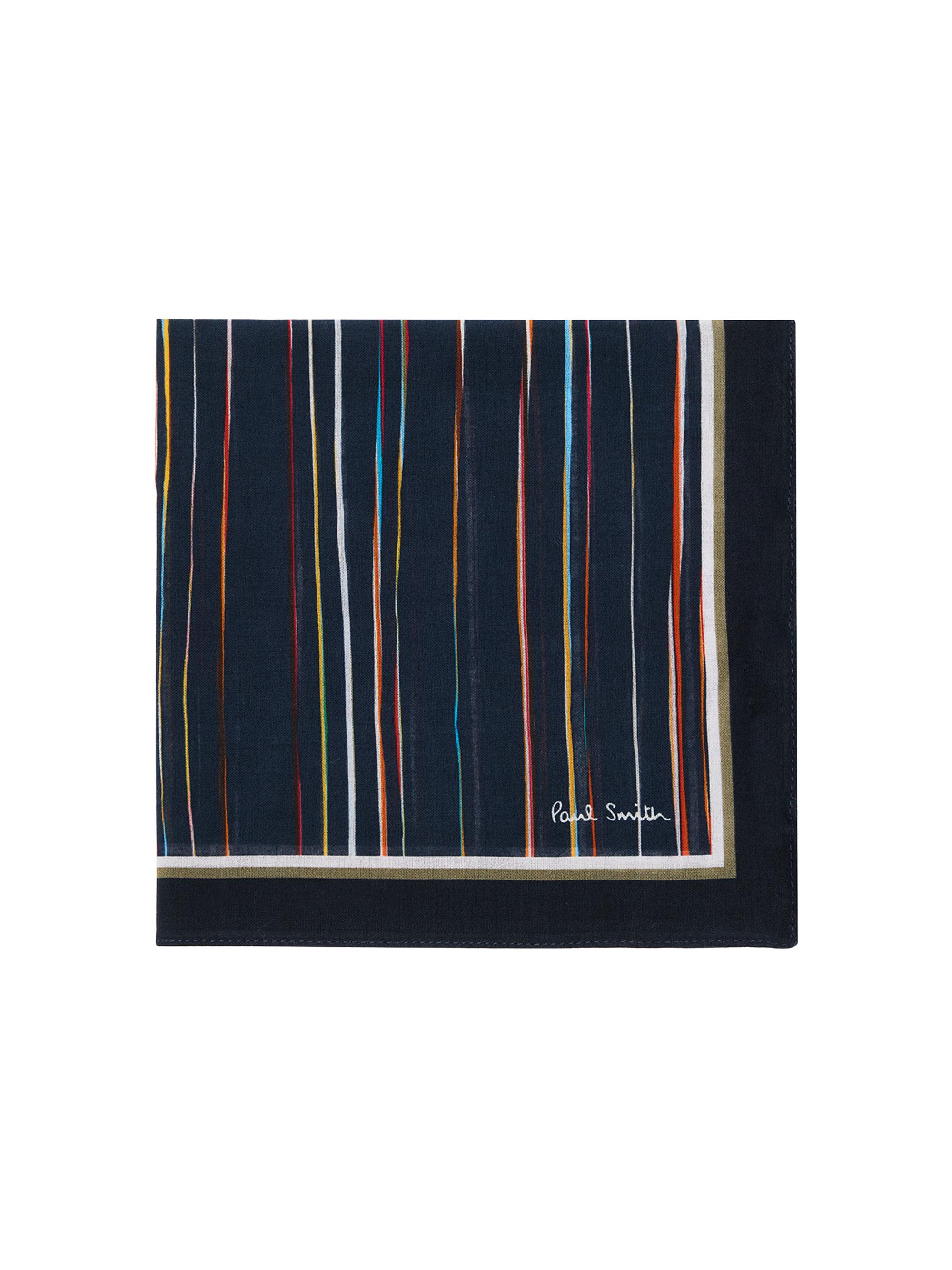 Paul Smith Men's Blurred Signature Stripe Cotton Pocket Square - Blue Pattern