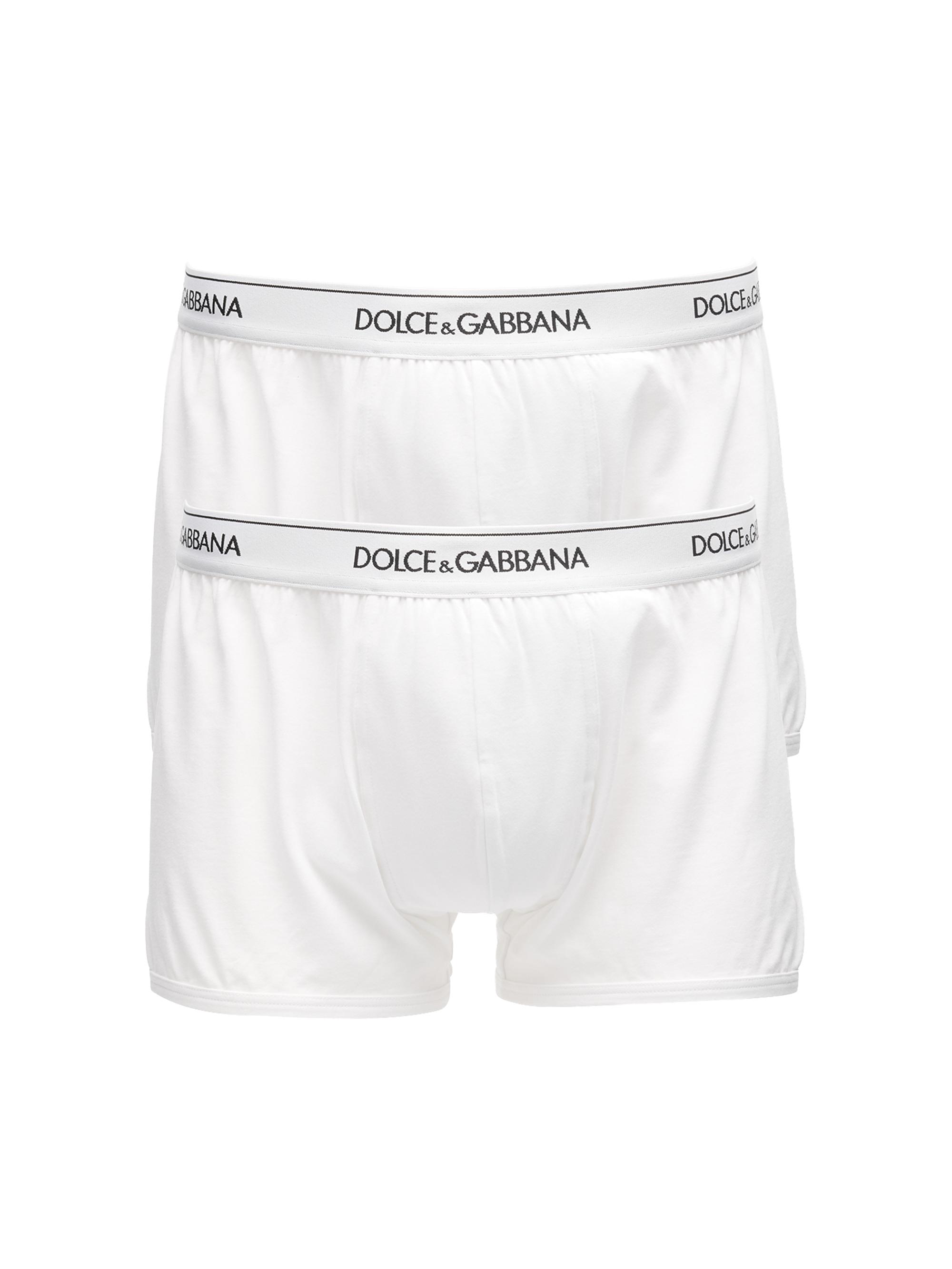 Dolce & Gabbana Men's Logo Tape Boxer Briefs 2-Pack - White