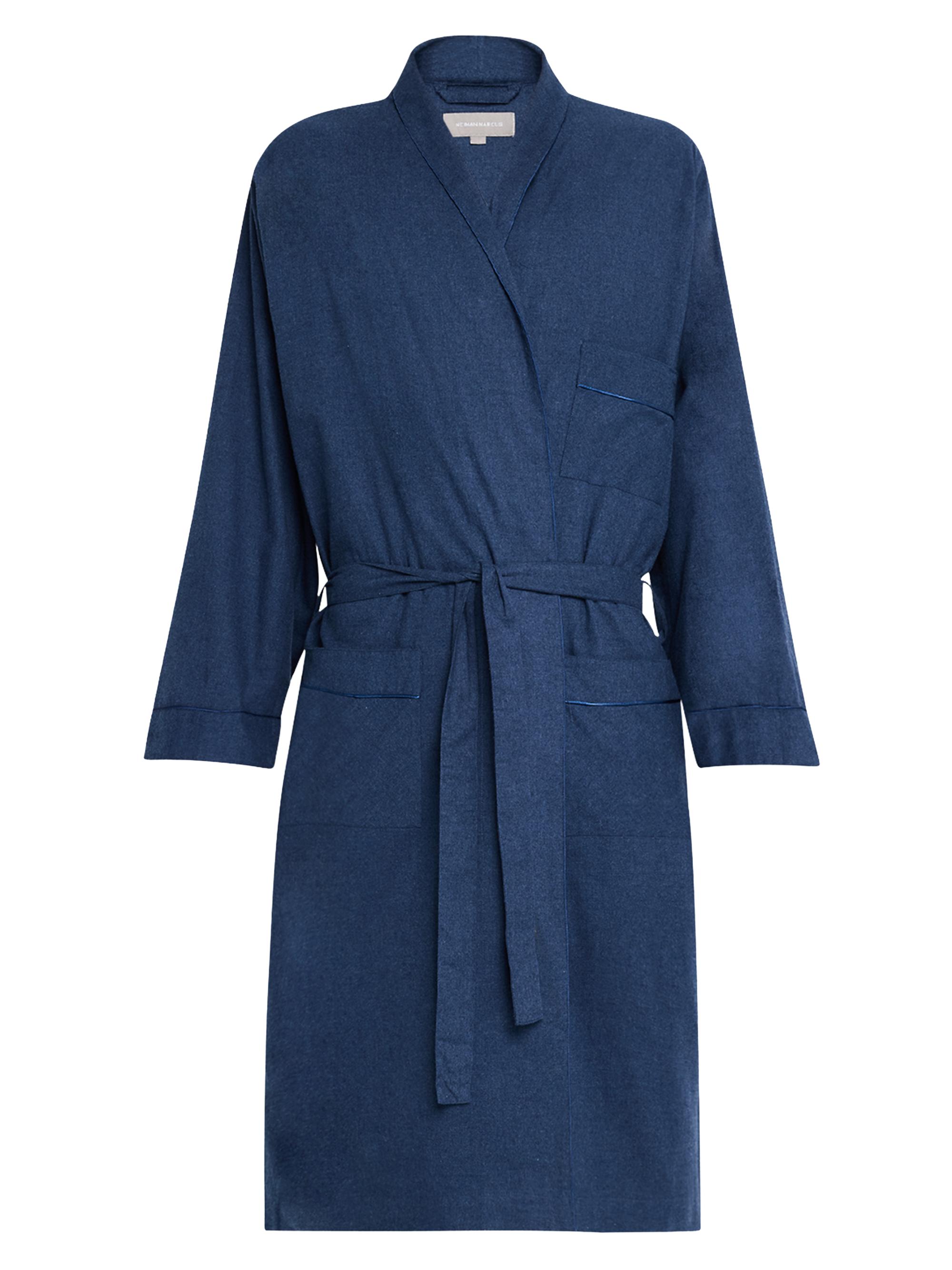 Saks Fifth Avenue Men's Brushed Flannel Robe - Blue
