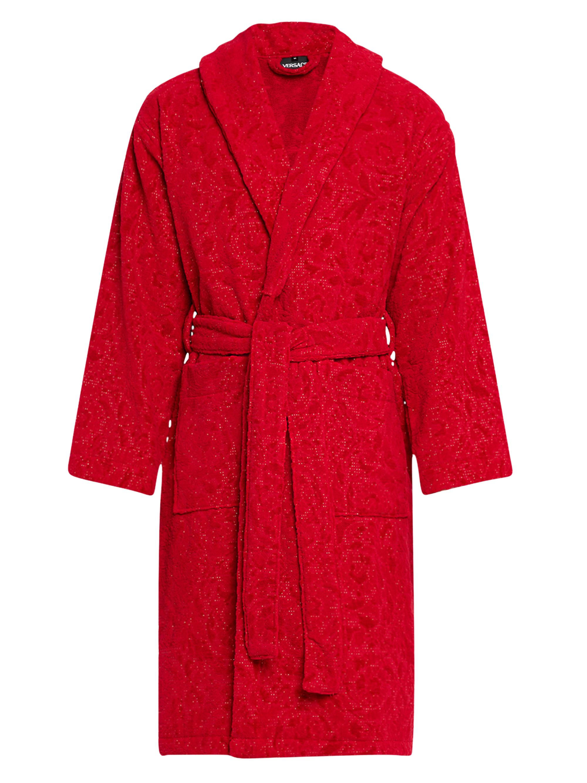 Versace Men's Barocco Cotton Bathrobe - Red