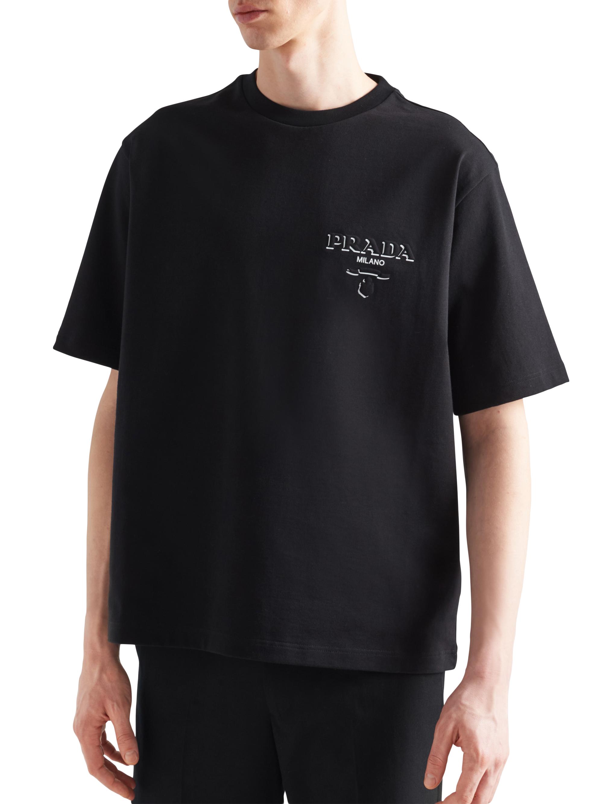 PRADA Tシャツ Black Re-nylon And Jersey T-shirt | PRADA - United States