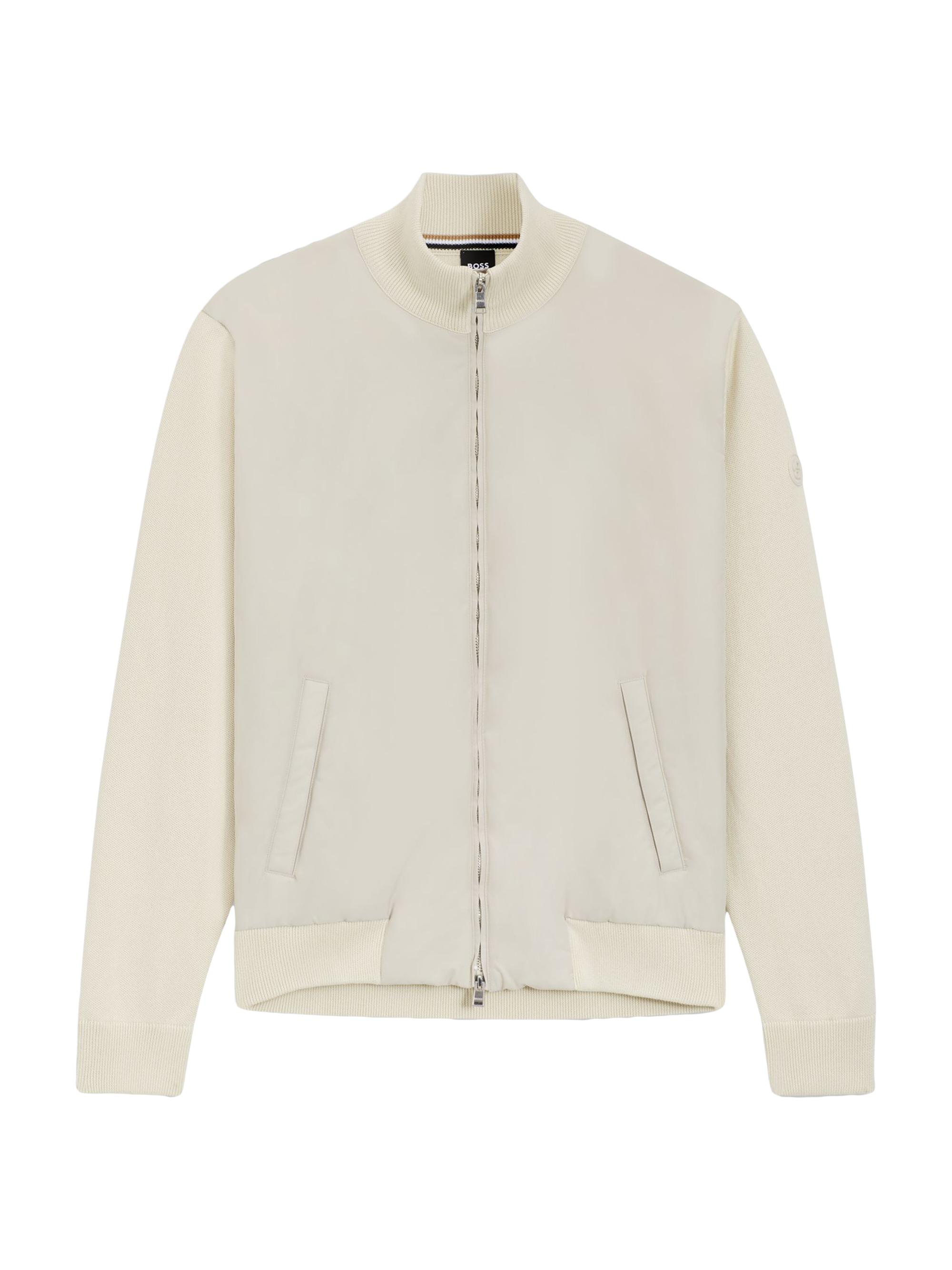 BOSS Men's Hybrid Jacket with Double B Monogram - Open White