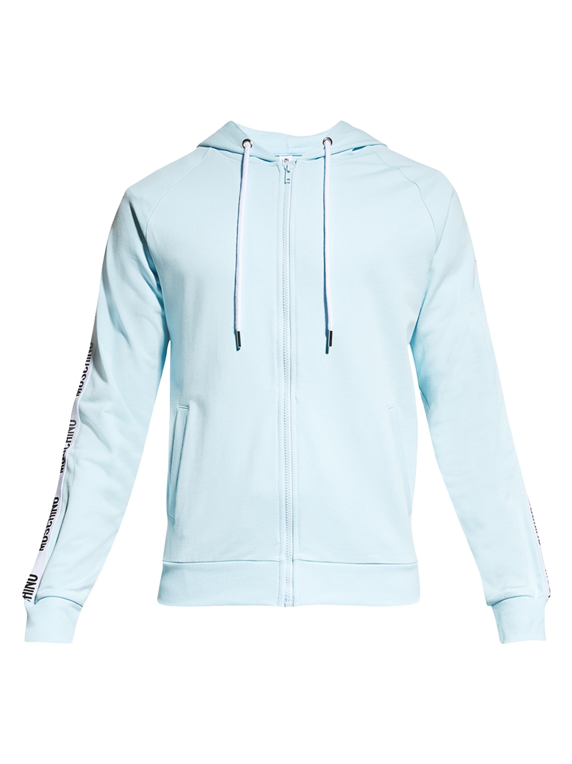 Moschino Men's Logo-Tape Full-Zip Hoodie - Light Blue