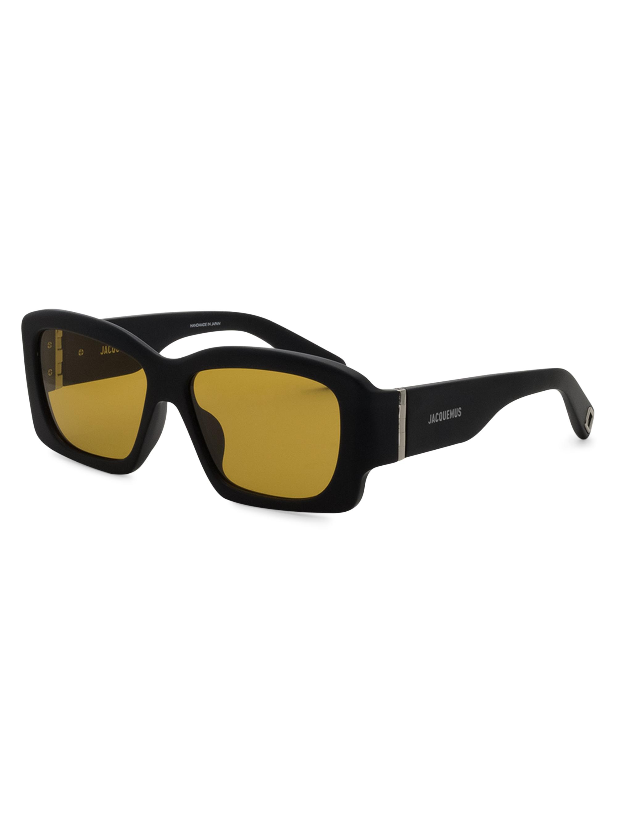 Jacquemus Women's Croisière 56MM Rectangular Sunglasses - Black Yellow