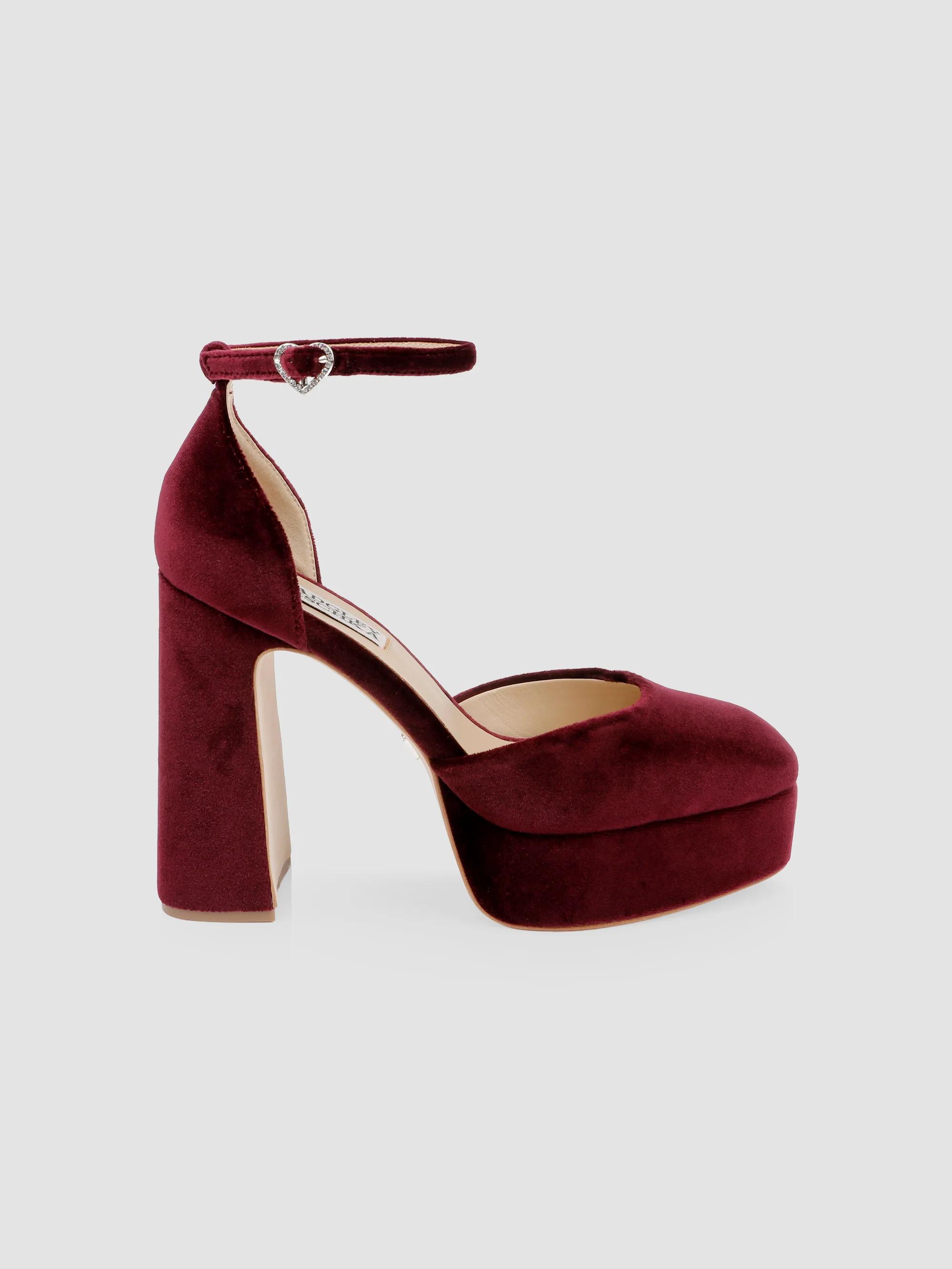 Badgley Mischka Women's Jayda Velvet Platform Pumps - Wine Velvet - Size 8