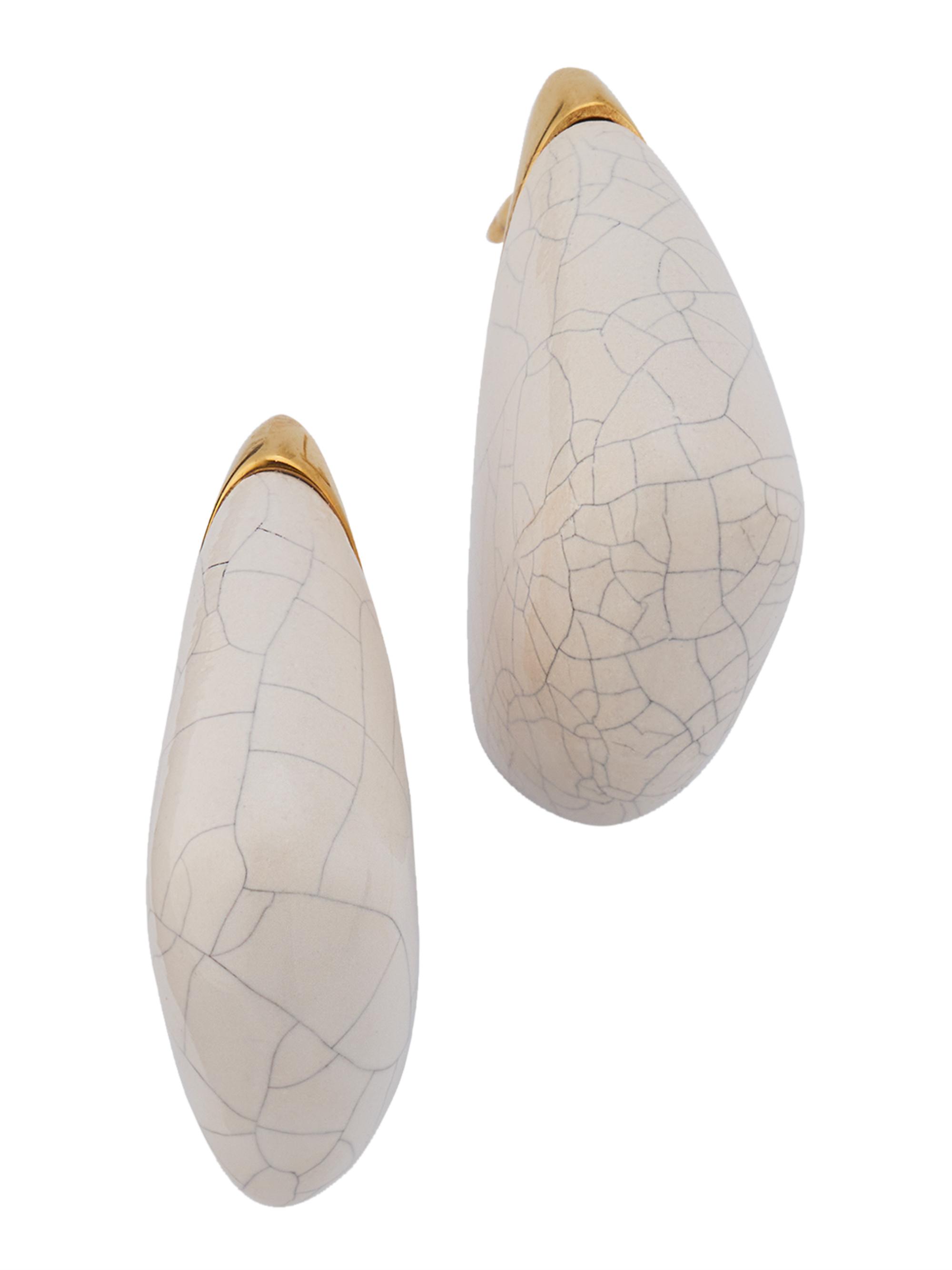 Bottega Veneta Women's Goldtone Sterling Silver & Ceramic  Fin Earrings - White