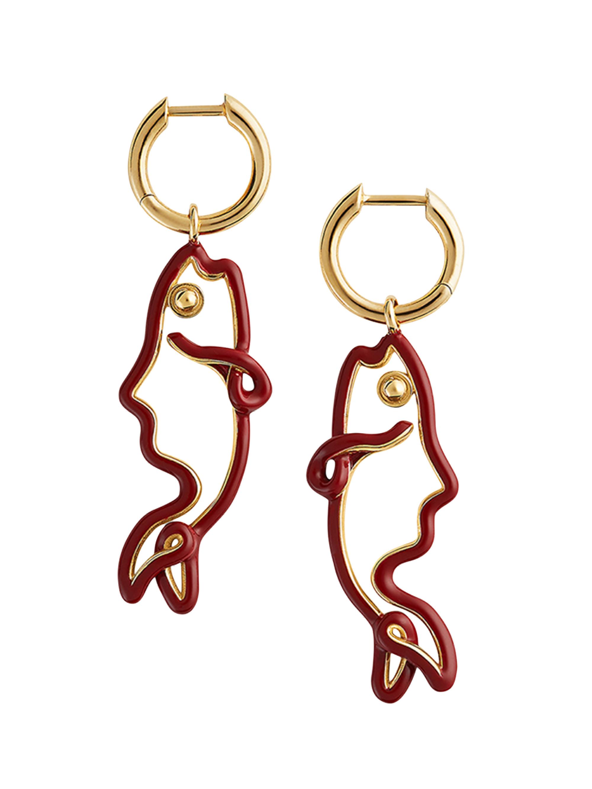 Bottega Veneta Women's Fish 18K-Gold-Plated & Enamel Drop Earrings - Beige