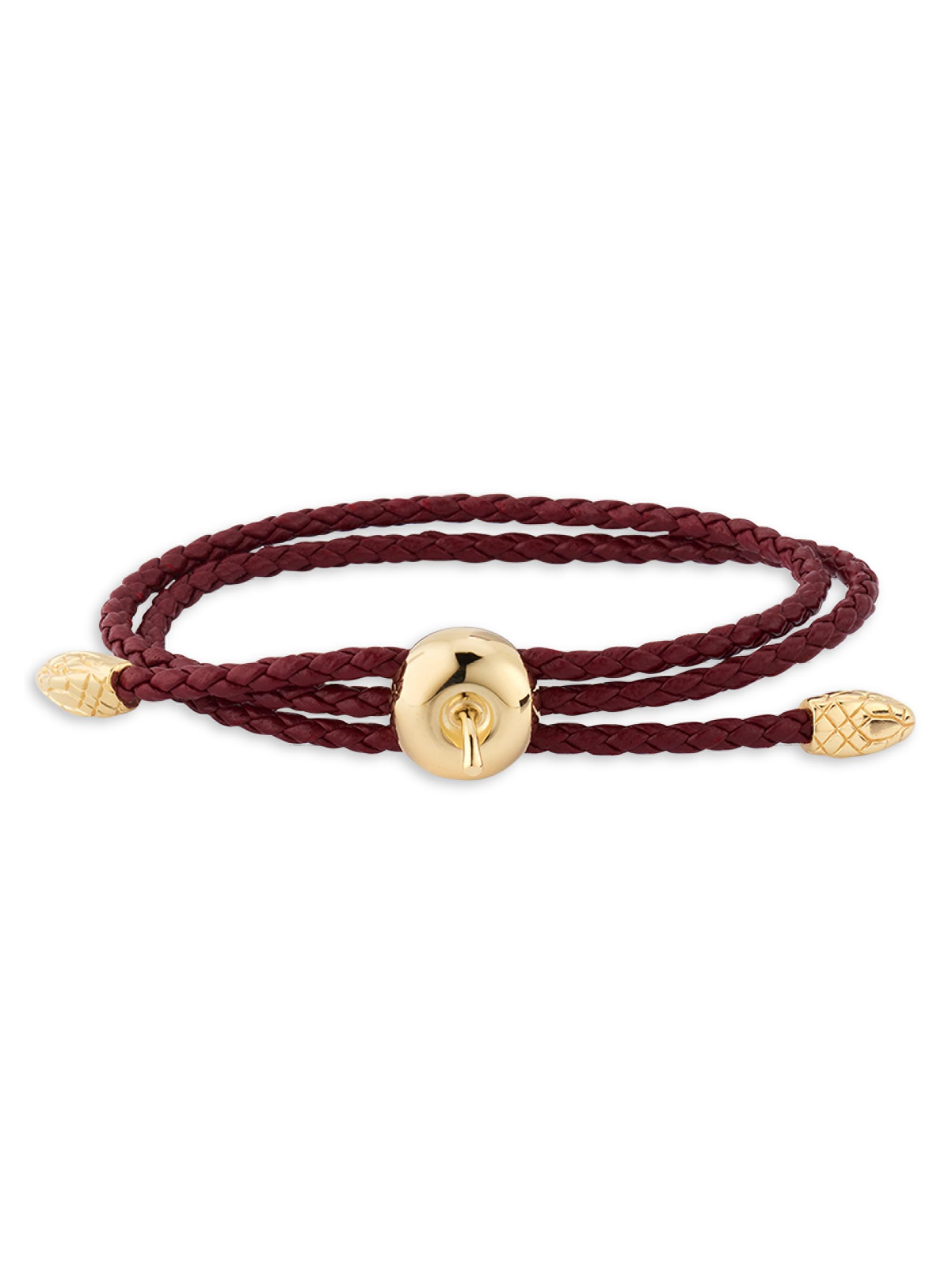 Bottega Veneta Women's Adam 18K-Gold-Plated & Leather Bracelet - Red