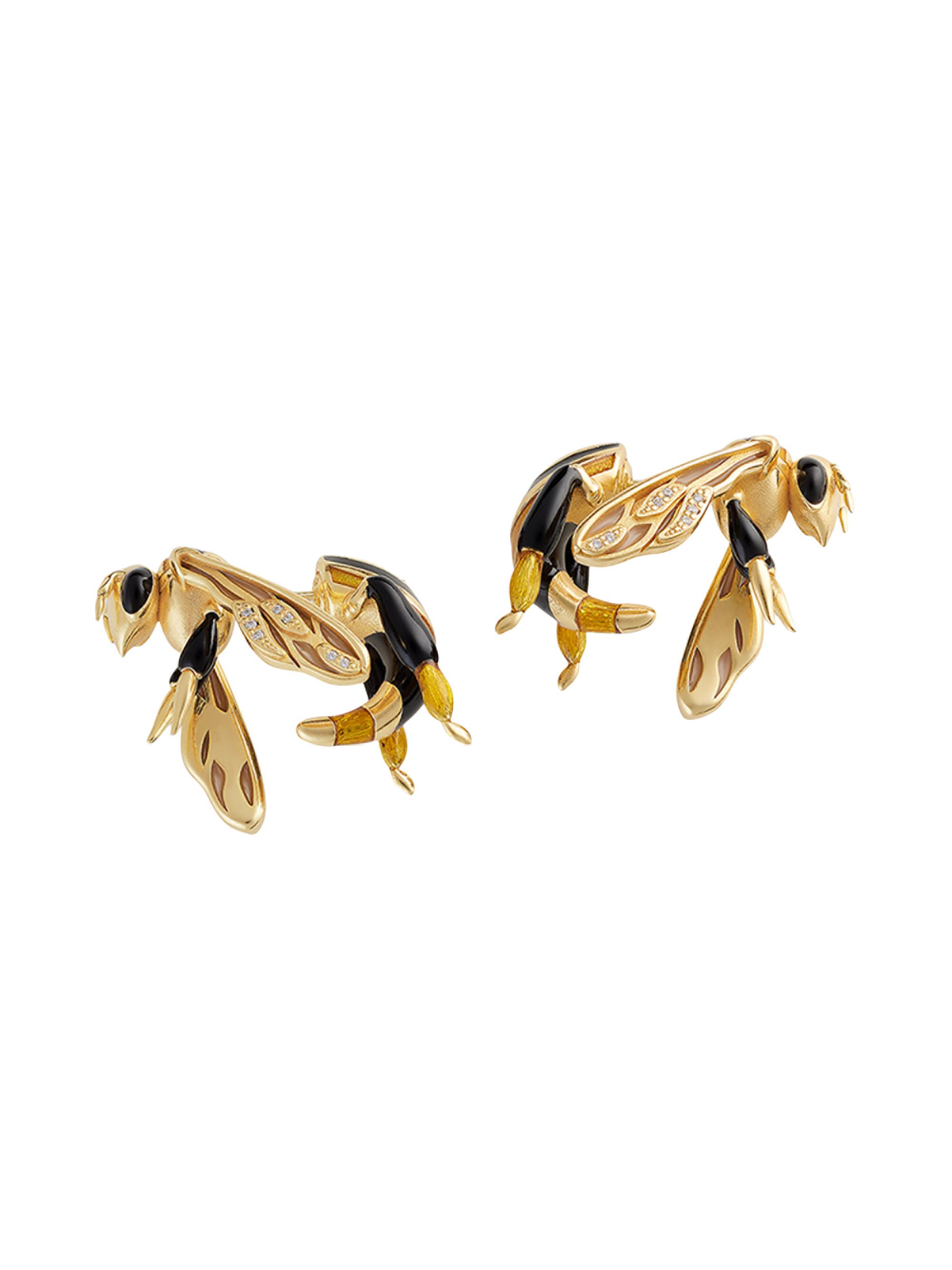 Bottega Veneta Women's Ape 18K-Gold-Plated, Enamel & Cubic Zirconia Bee Stud Earrings - Beige