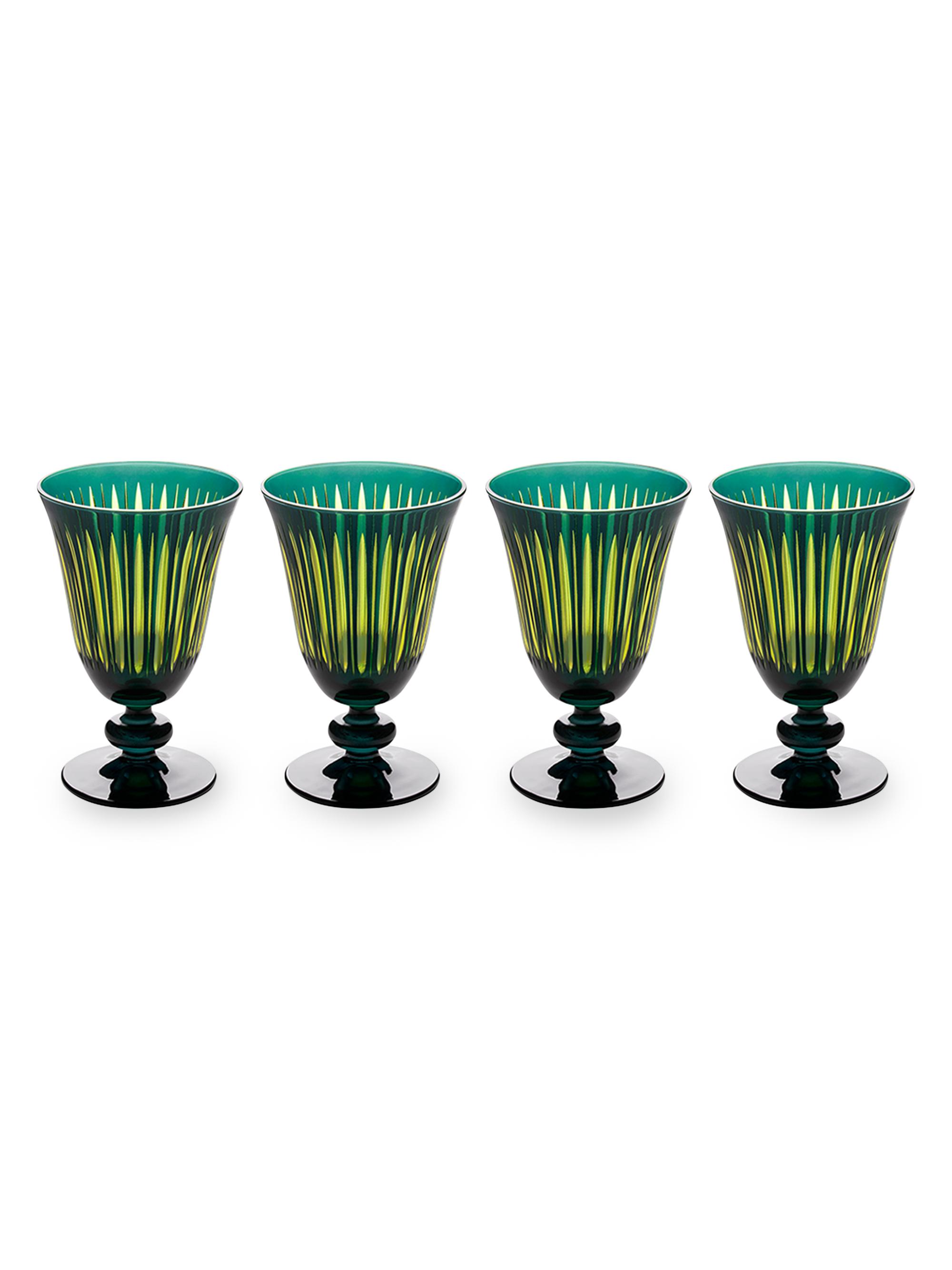 L'Objet Prism 4-Piece Wine Glass Set - Yellow Green