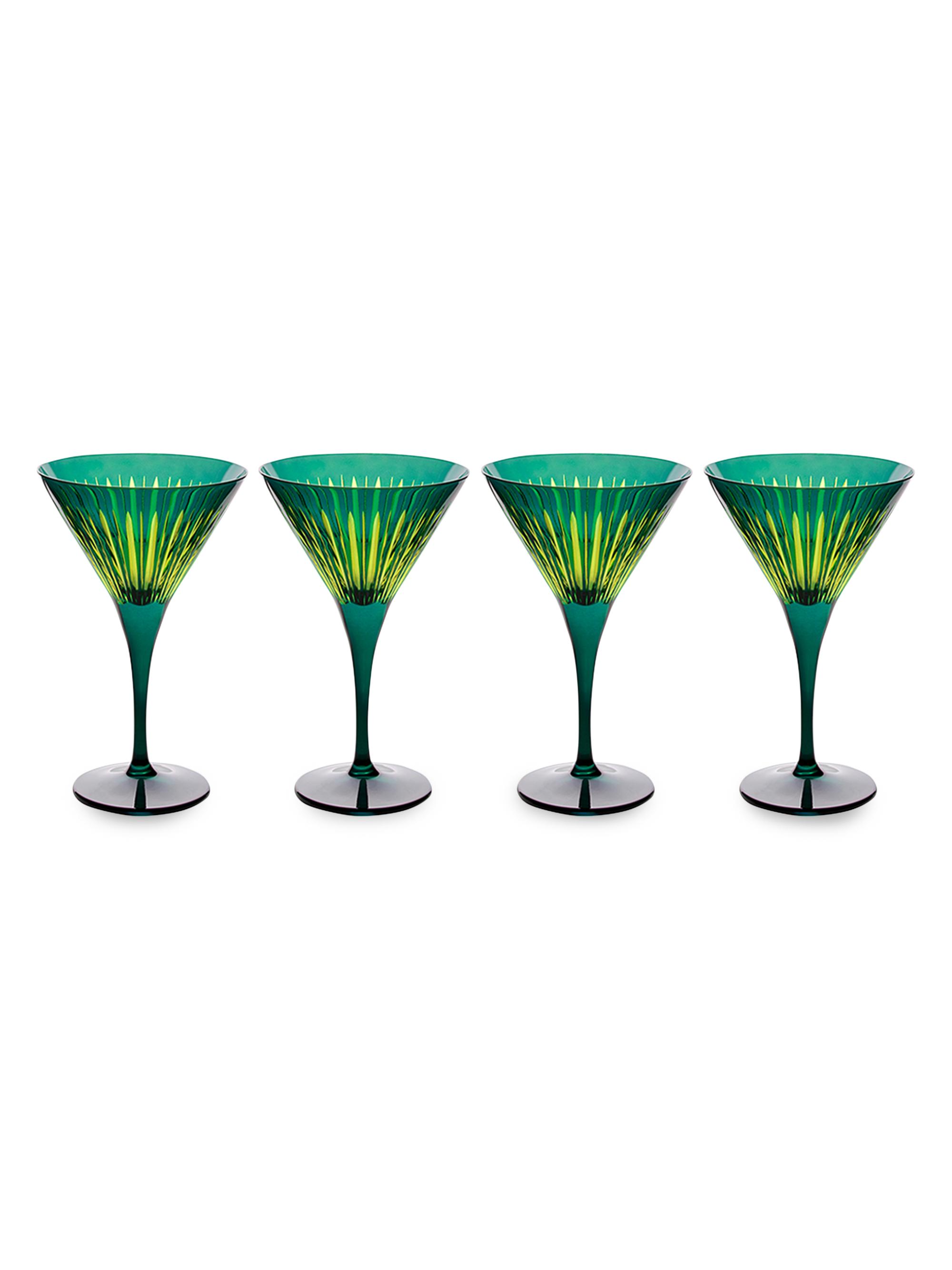 L'Objet Prism 4-Piece Martini Glass Set - Yellow Green