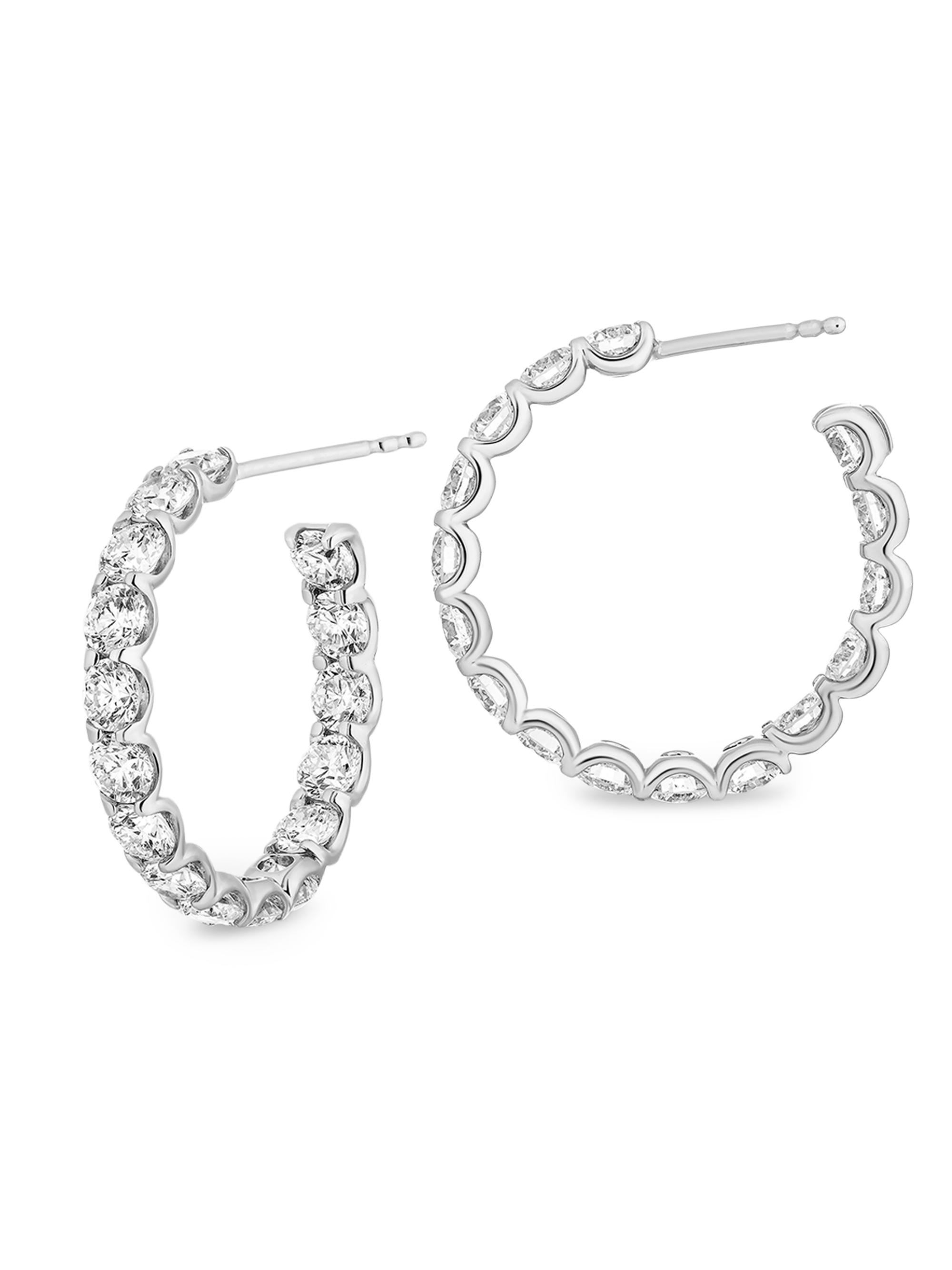 Saks Fifth Avenue Diamonds Women's 18K White Gold & 4.80 TCW Diamond Hoop Earrings - White Gold