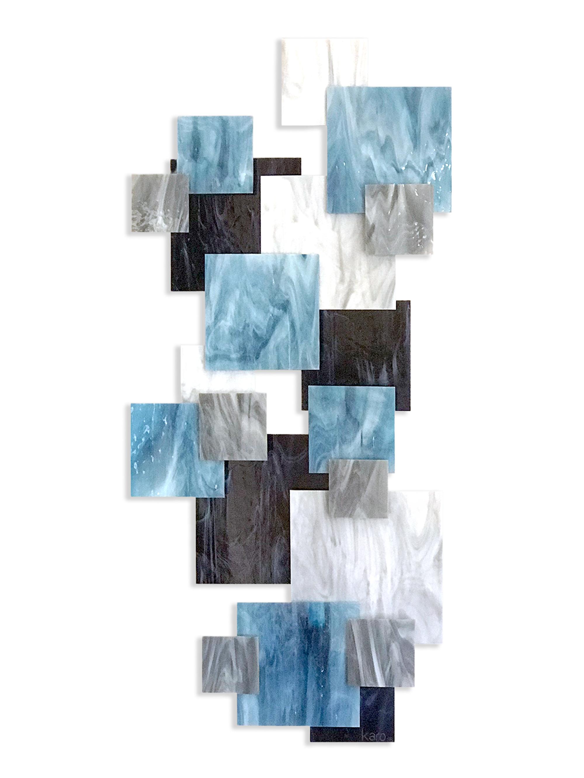 Karo Studios Arctic Sunset Vertical Glass Wall Sculpture - Blue | Thumbnail 4