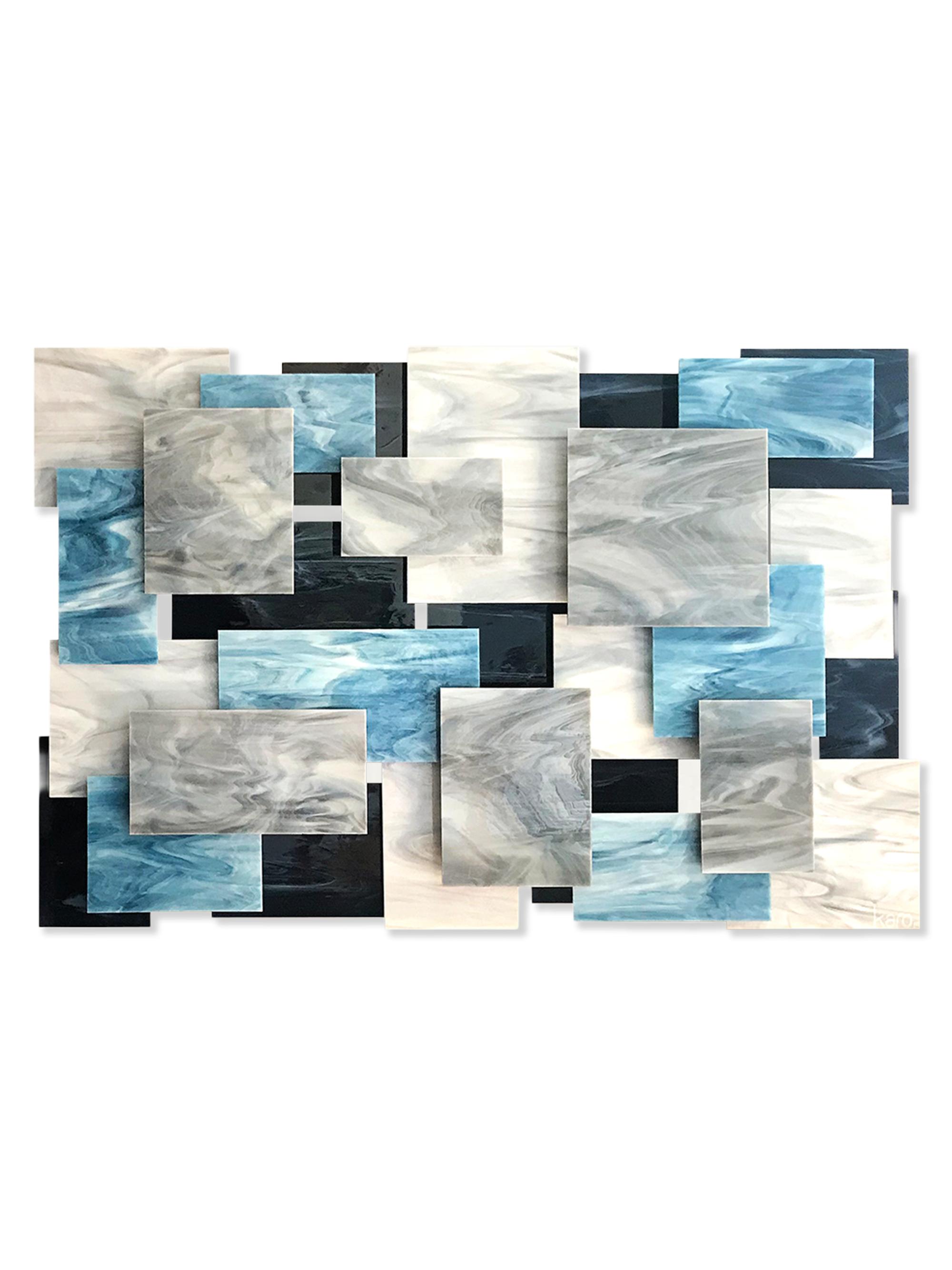 Karo Studios Arctic Abstract Glass & Metal Wall Sculpture - Blue | Thumbnail 4