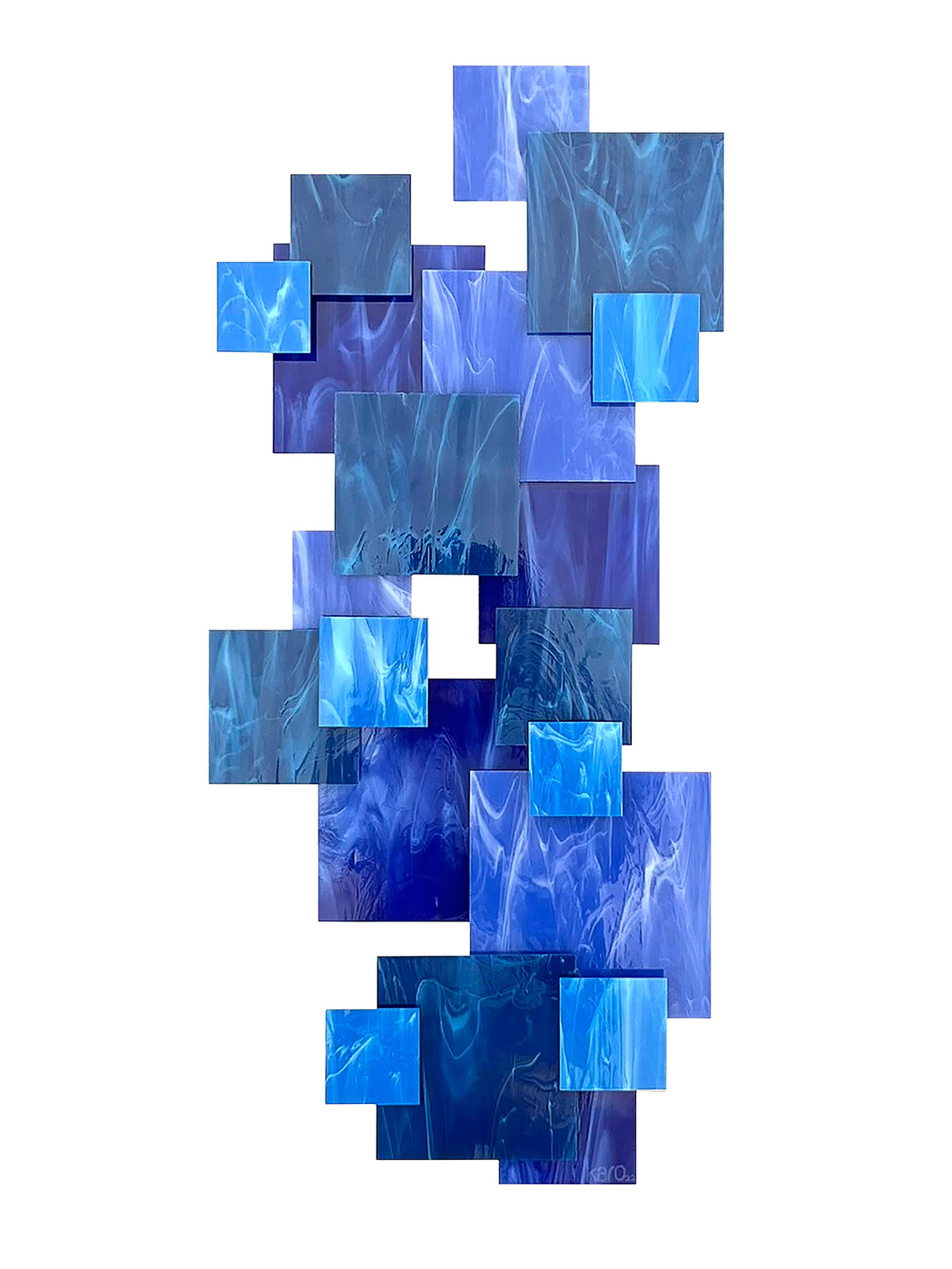 Karo Studios Cascade Glass & Steel Wall Sculpture - Blue | Thumbnail 4