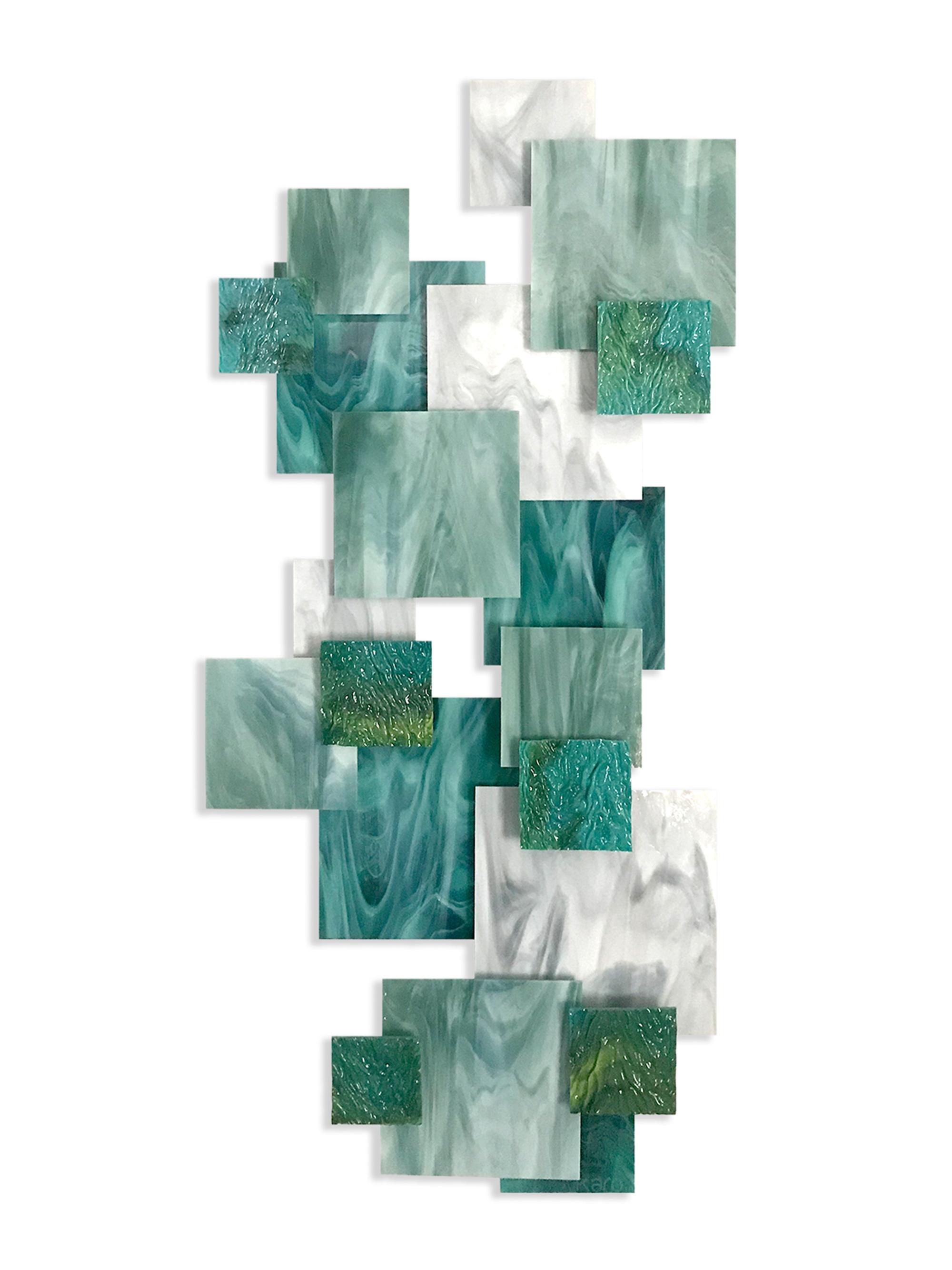 Karo Studios Sunset Vertical Glass Wall Sculpture - Coral | Thumbnail 4