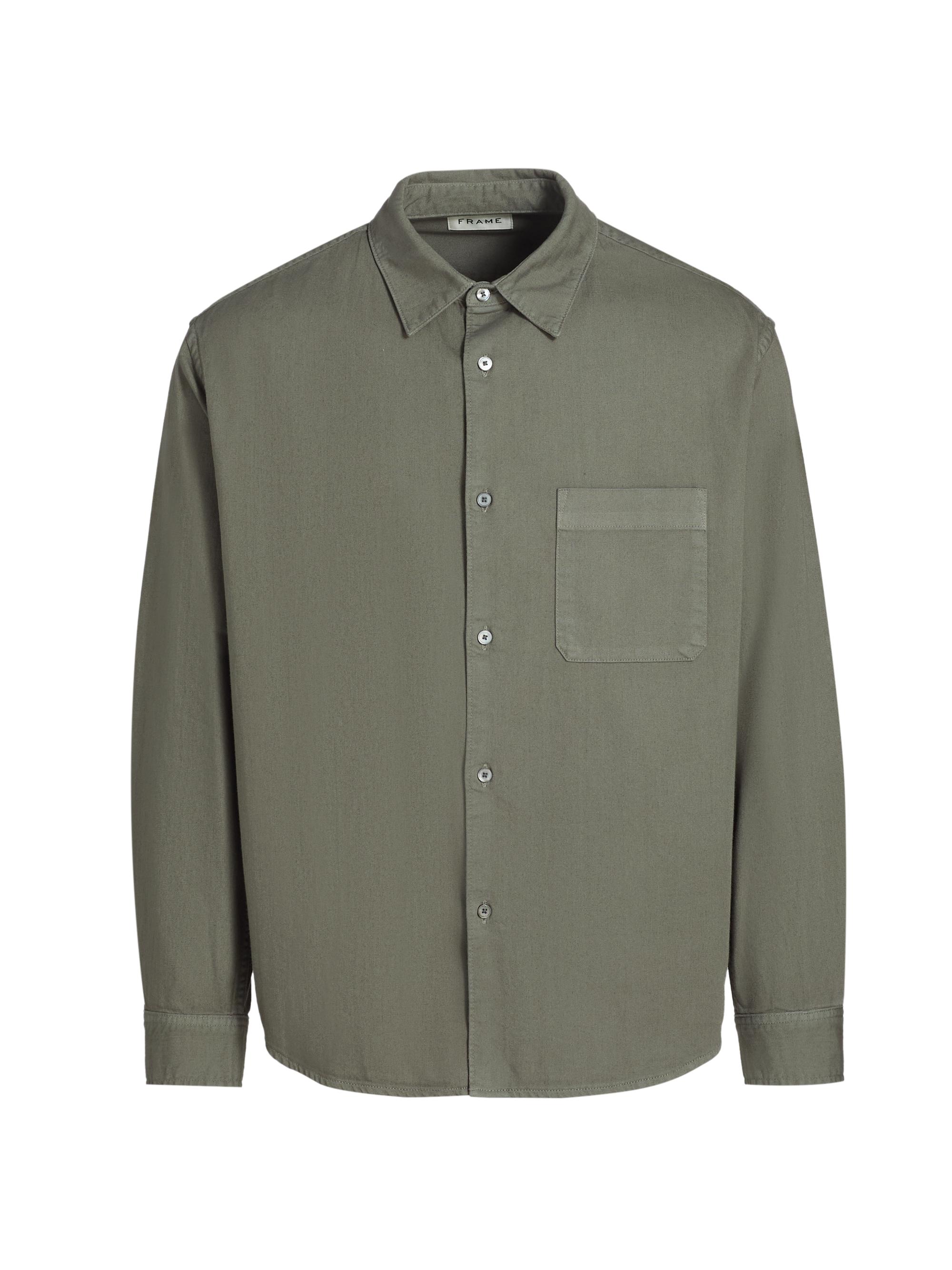 FRAME Men's Solid Cotton Shirt - Smoky Green