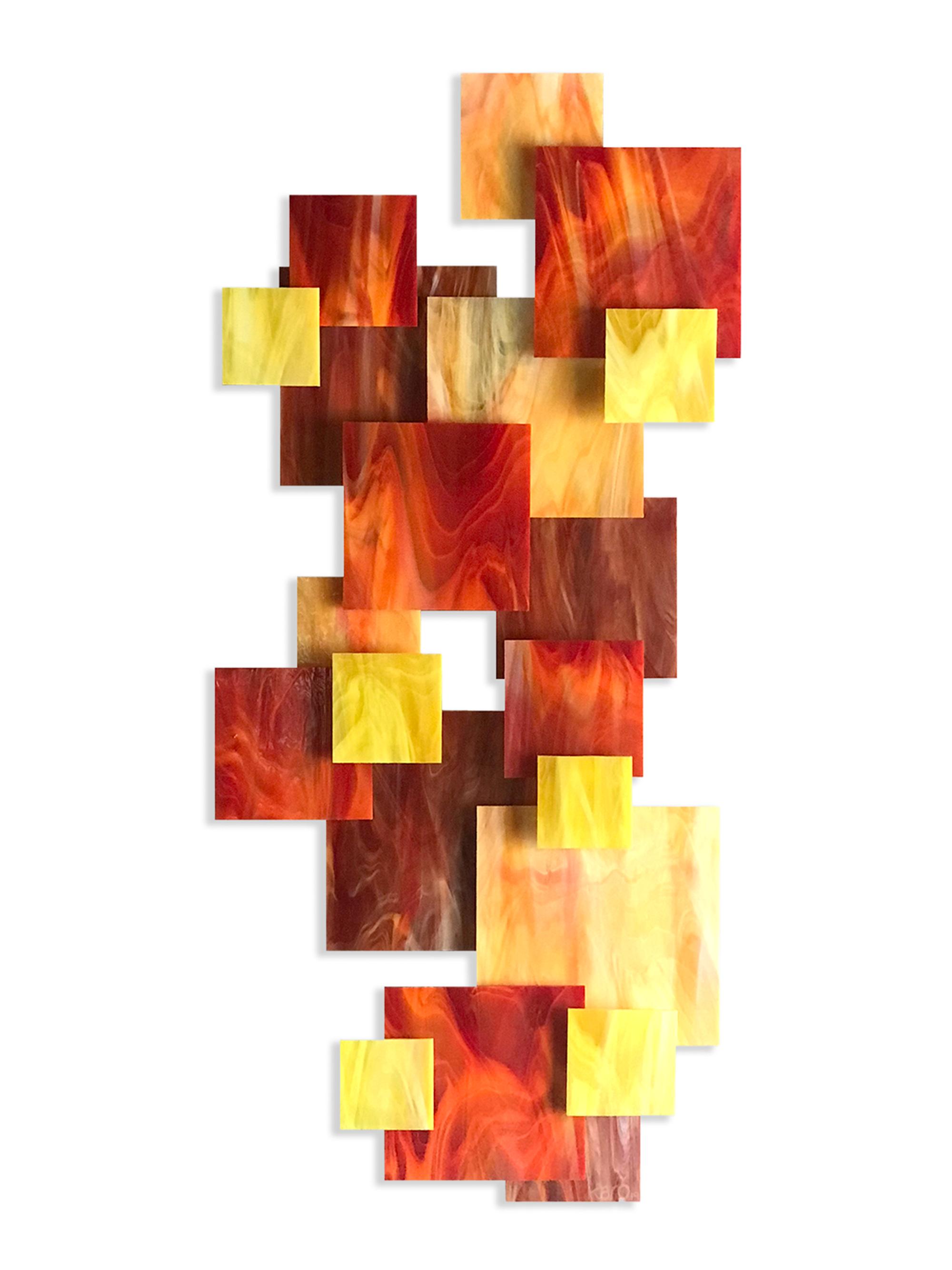 Karo Studios Sunset Vertical Glass Wall Sculpture - Red | Thumbnail 4