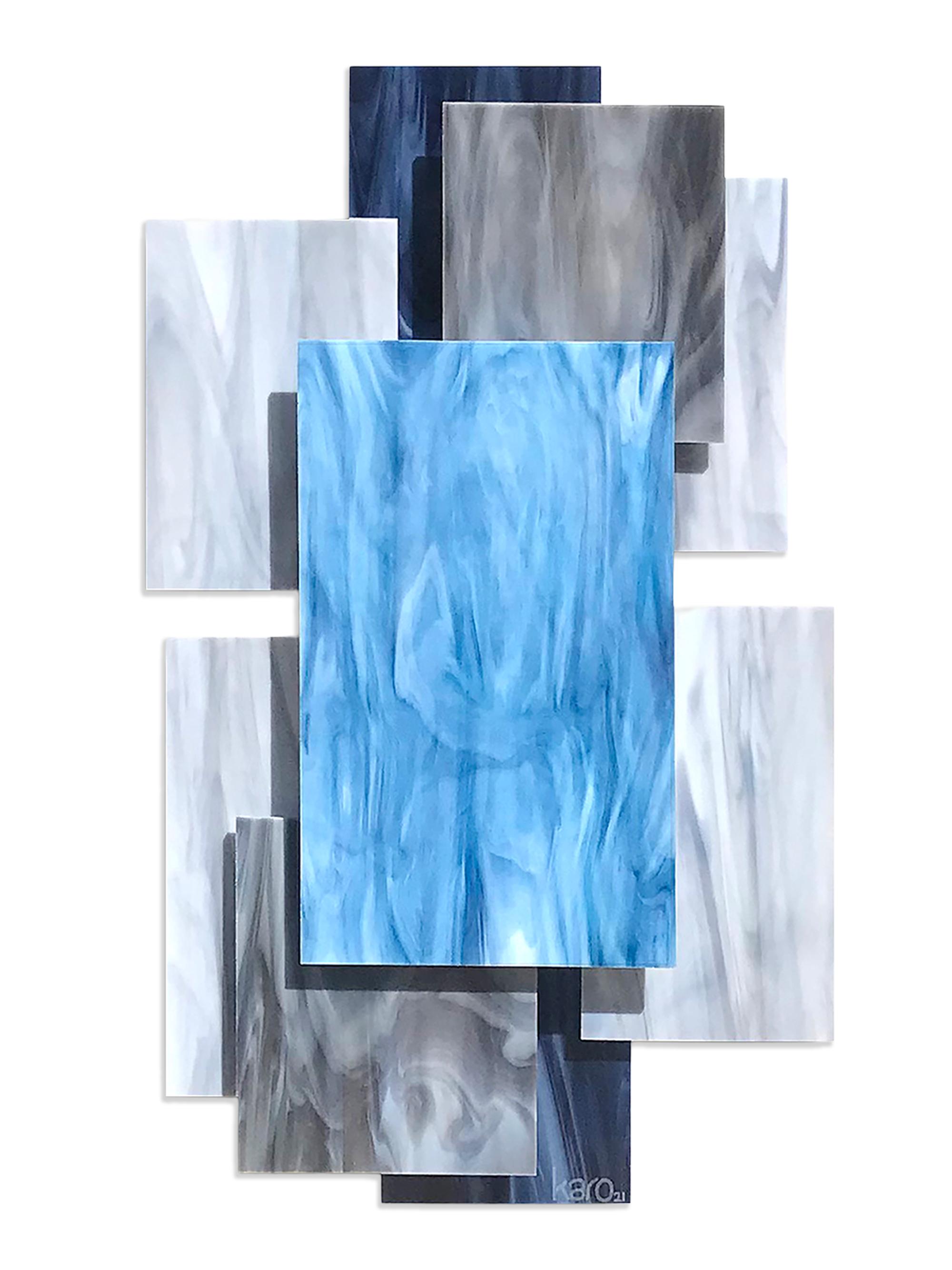 Karo Studios Vertex Glass & Metal Wall Sculpture - Blue | Thumbnail 5