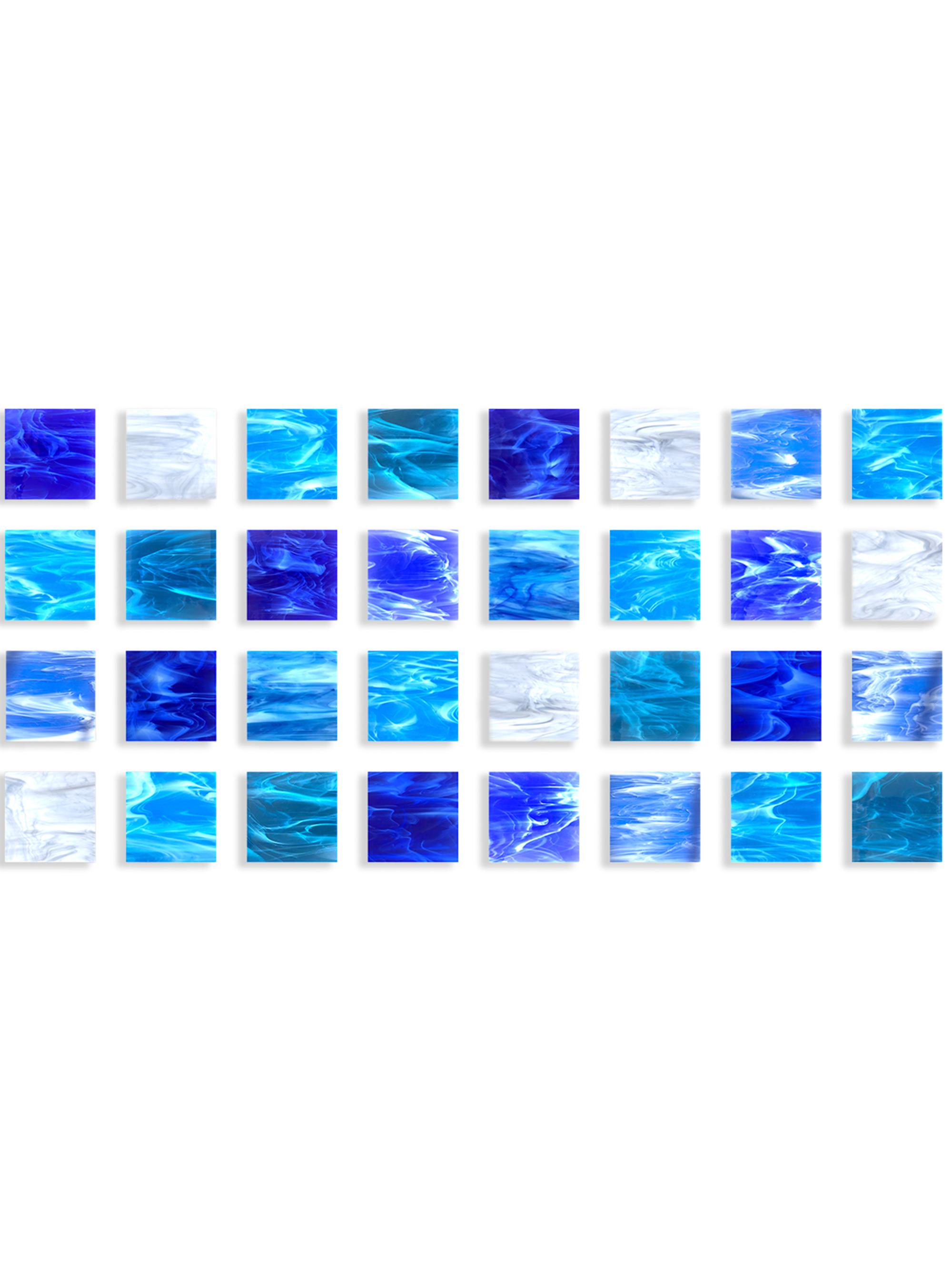 Karo Studios Block Series 32-Piece Water Glass Wall Sculpture - Blue | Thumbnail 3