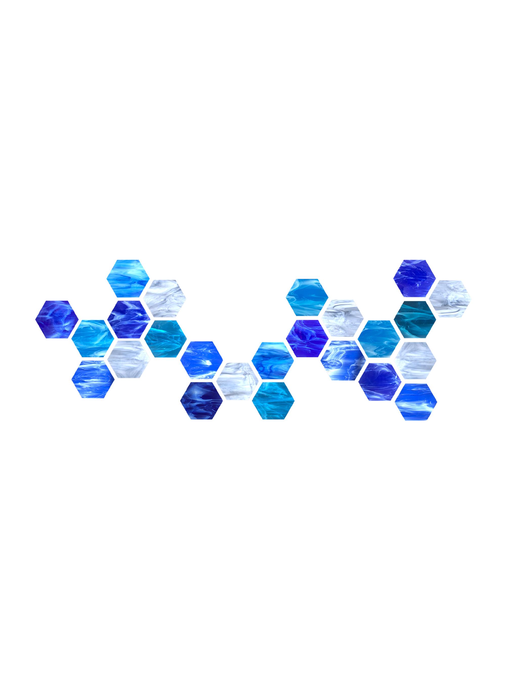 Karo Studios Block Series 25-Piece Water Hexagonal Glass Wall Sculpture - Blue | Thumbnail 3