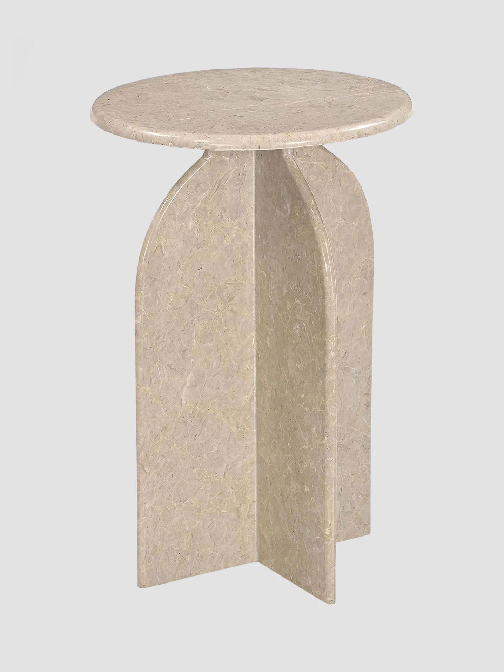 Asher Feather Marble Accent Table - Sand