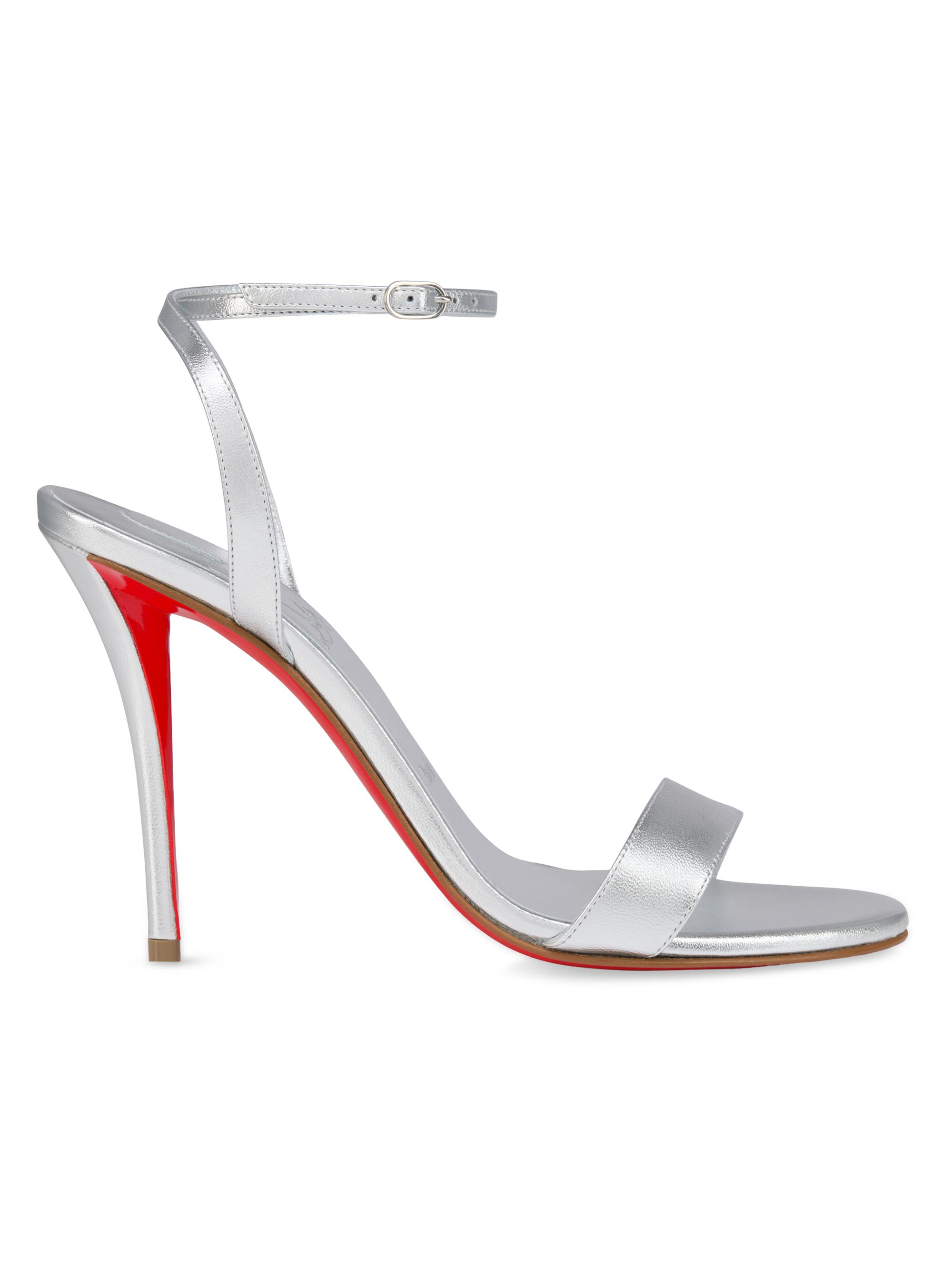 Christian Louboutin Women's Miss Z 100MM Leather Strappy Sandals - Silver