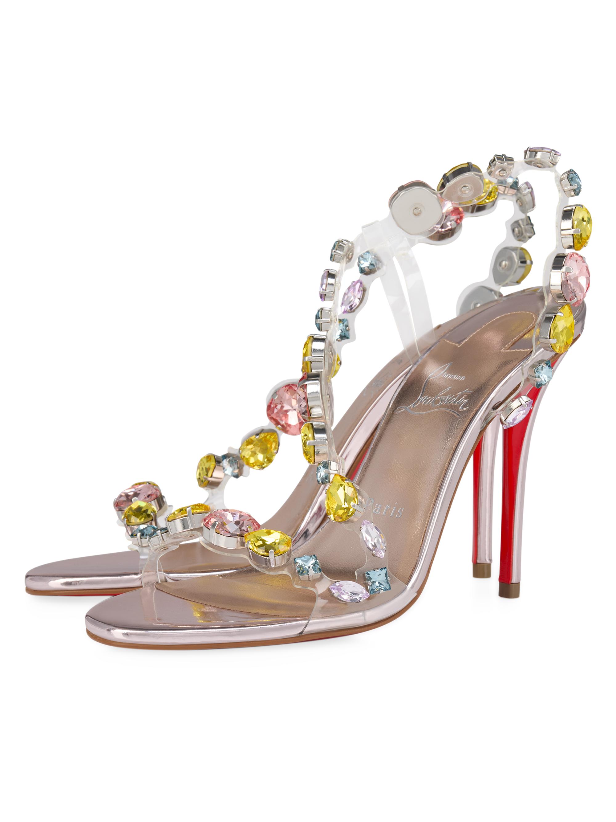 Rosa Z Jewel 100MM TPU Strass and Laminated Leather Sandals