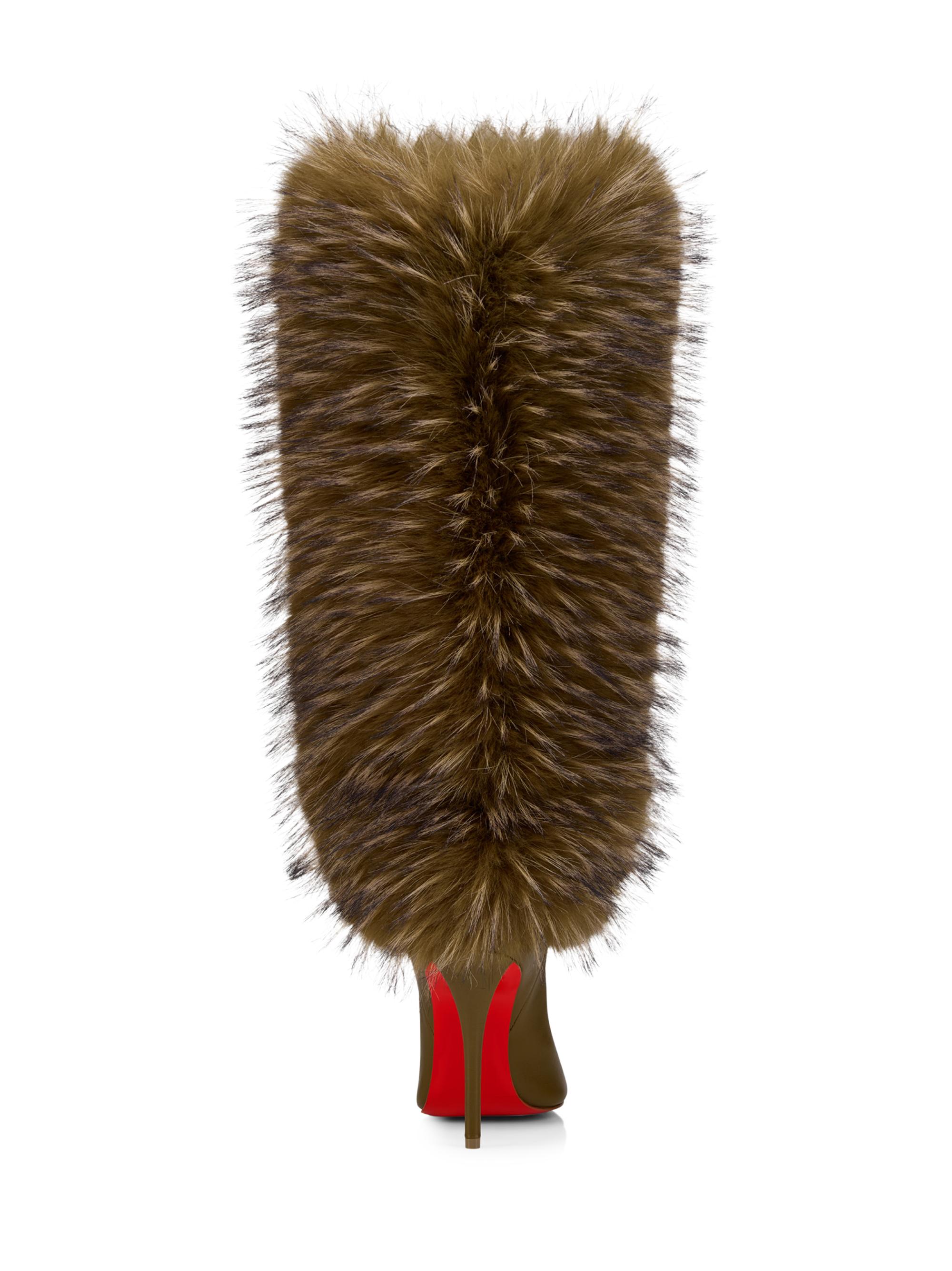 Christian Louboutin Yangzee Leather and Faux Fur 100MM Boots