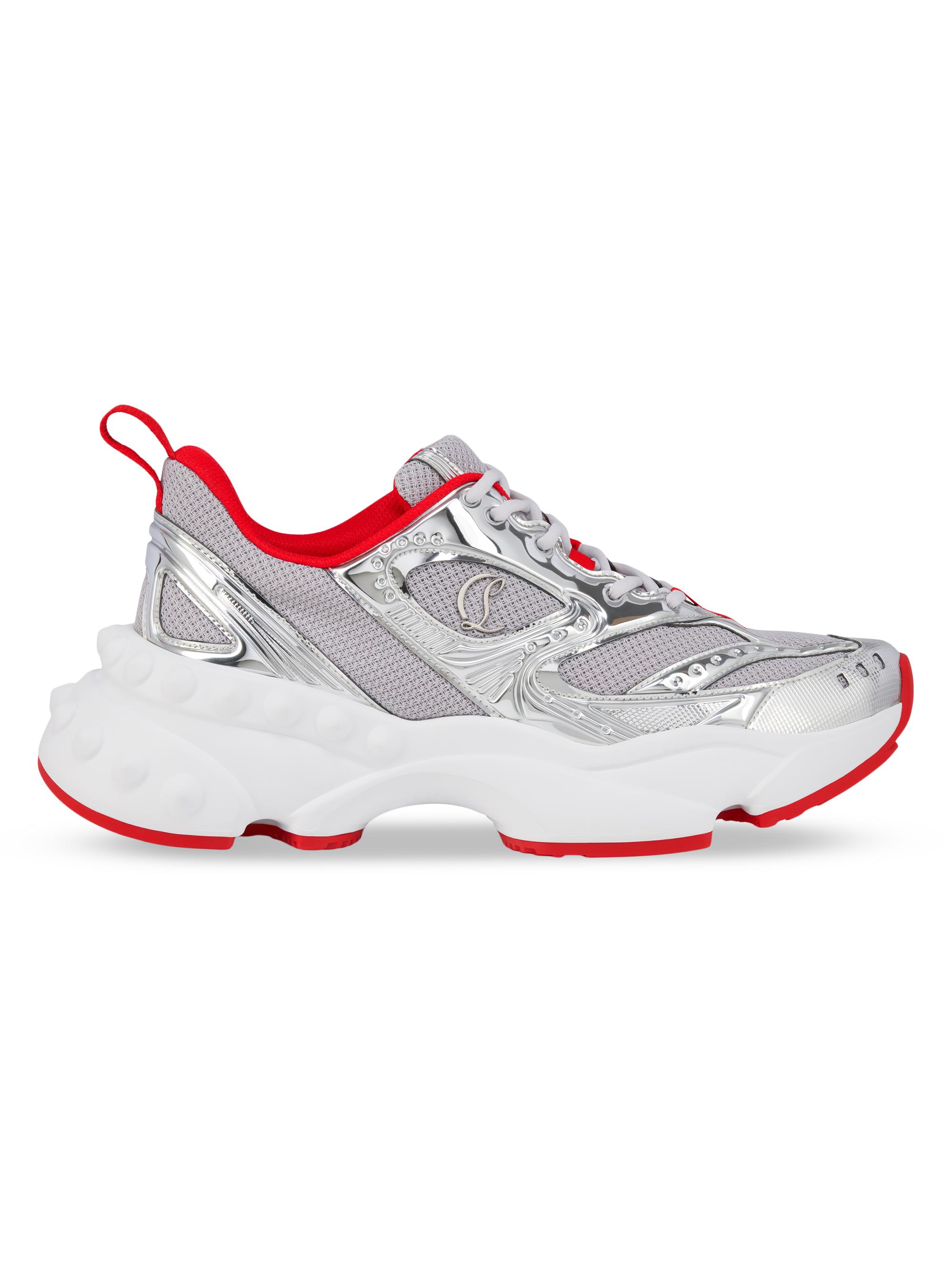 Christian Louboutin Men's So Flo Patent Leather Sneakers - Silver