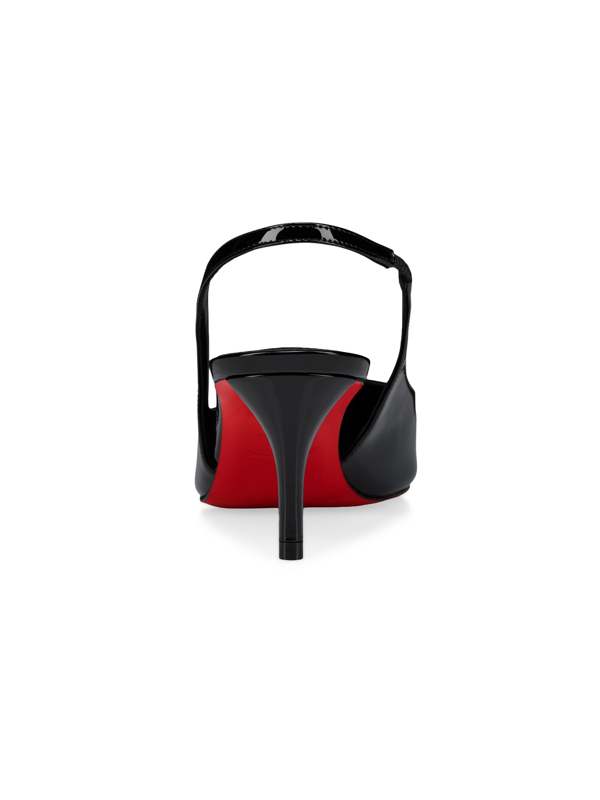 Christian Louboutin 赤黒 オープントゥ ハイヒール Christian Louboutin Miss Z Patent Calf Leather 60MM Slingback