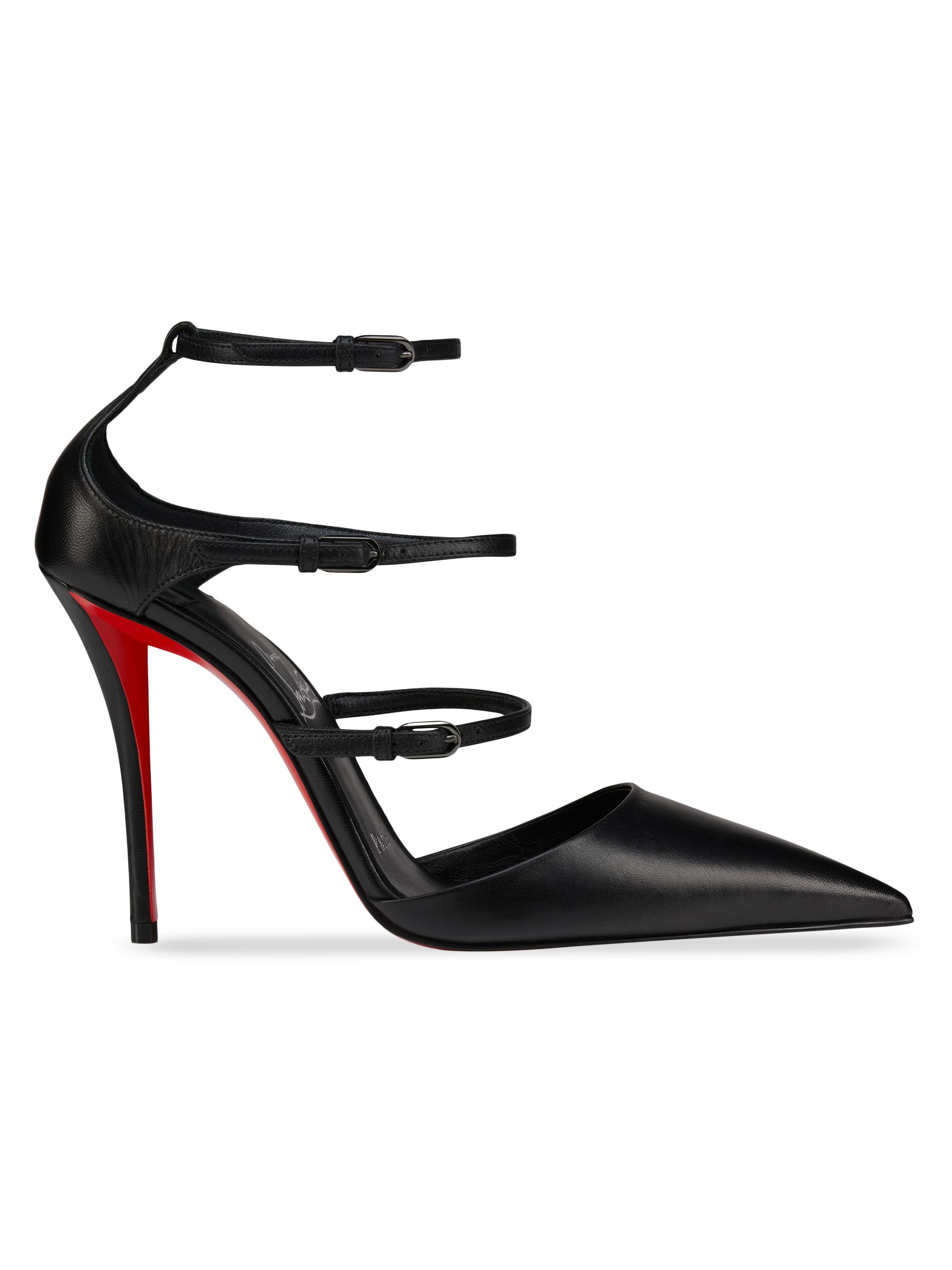 Christian Louboutin Women's Milena Leather 100MM Strappy Pumps - Black