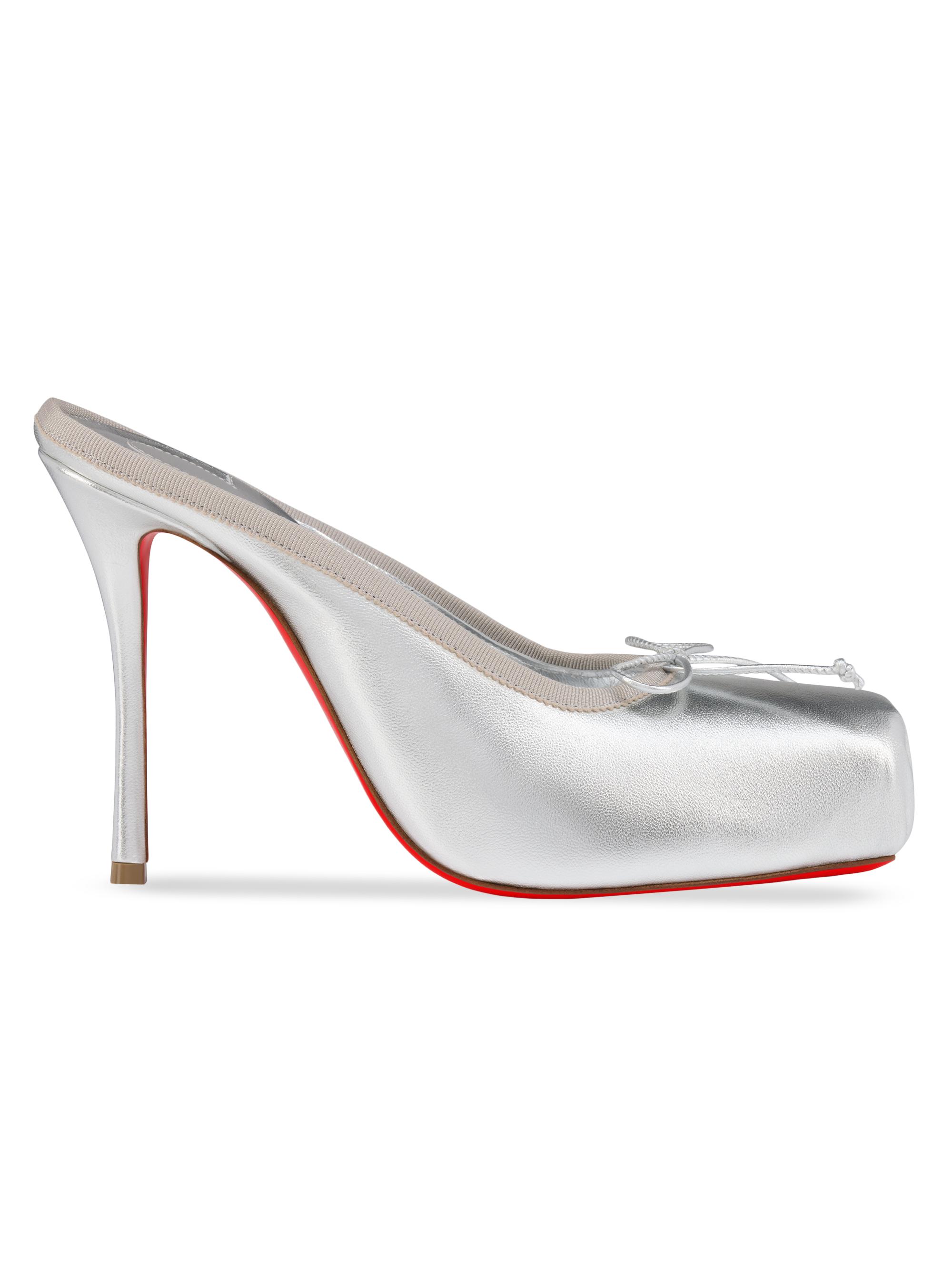 Christian Louboutin Women's Cassia 100MM Leather Mules - Silver