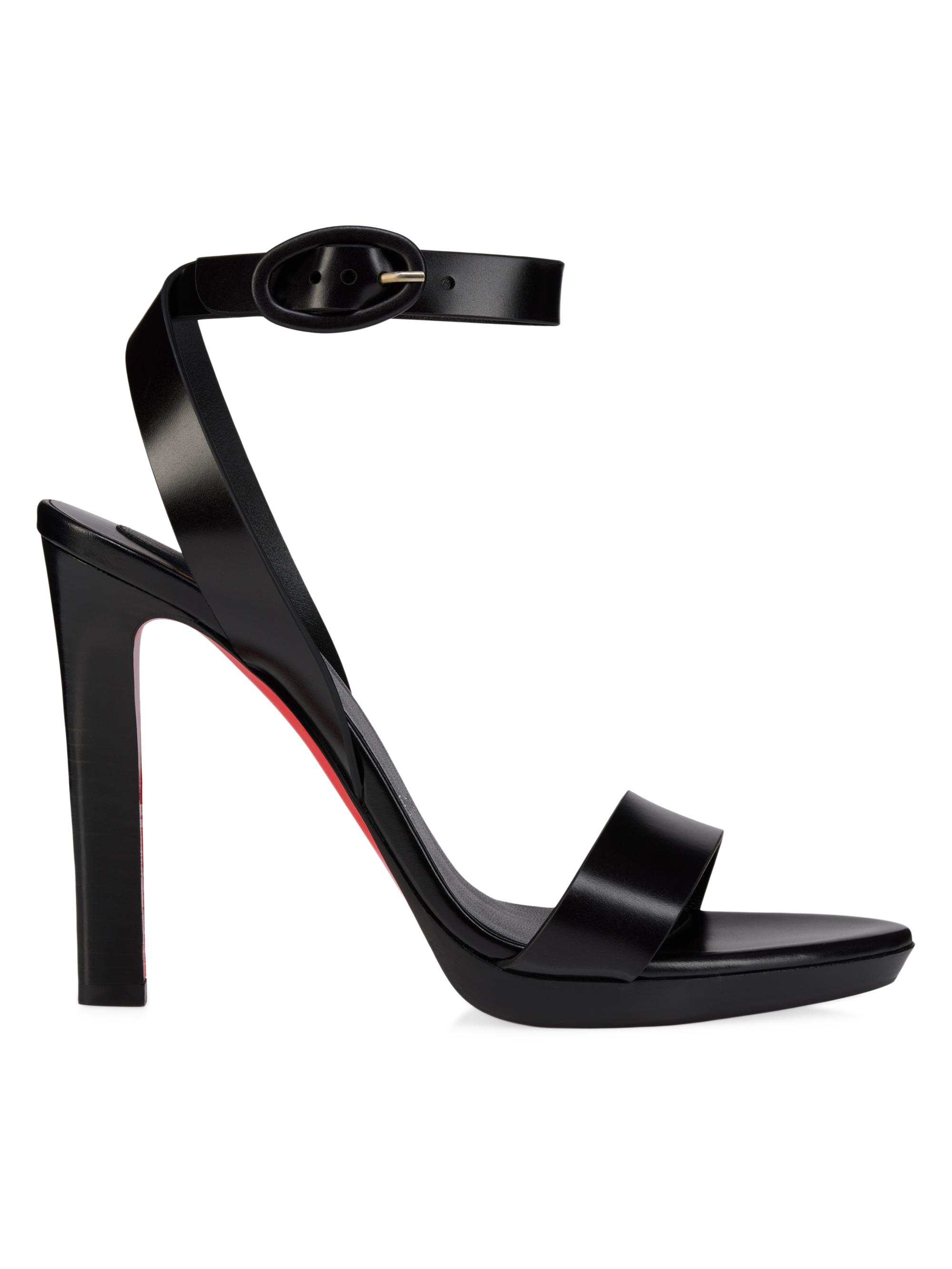Christian Louboutin Women's Fanny 0MM Leather Sandals - Black - Women's Shoes