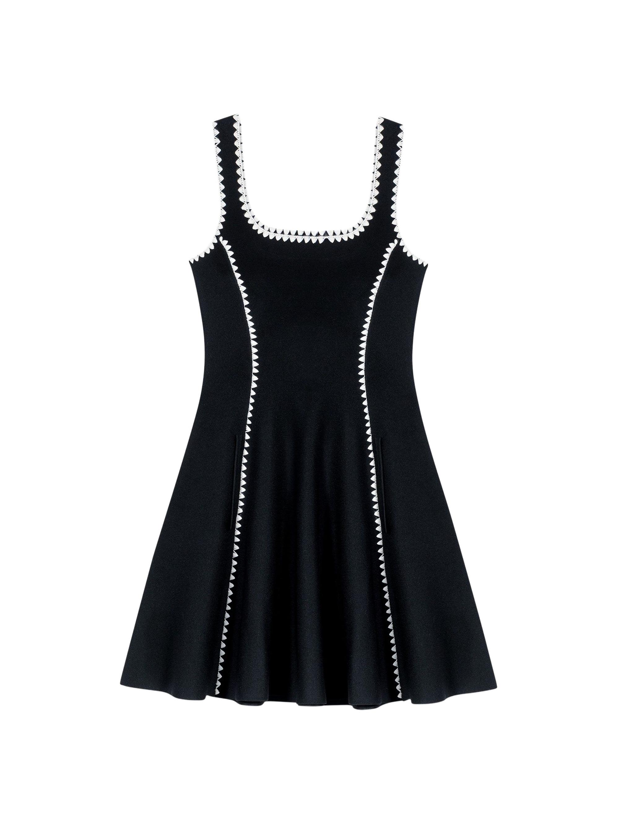 Maje Women's Short Dress with Topstitch Details - Black