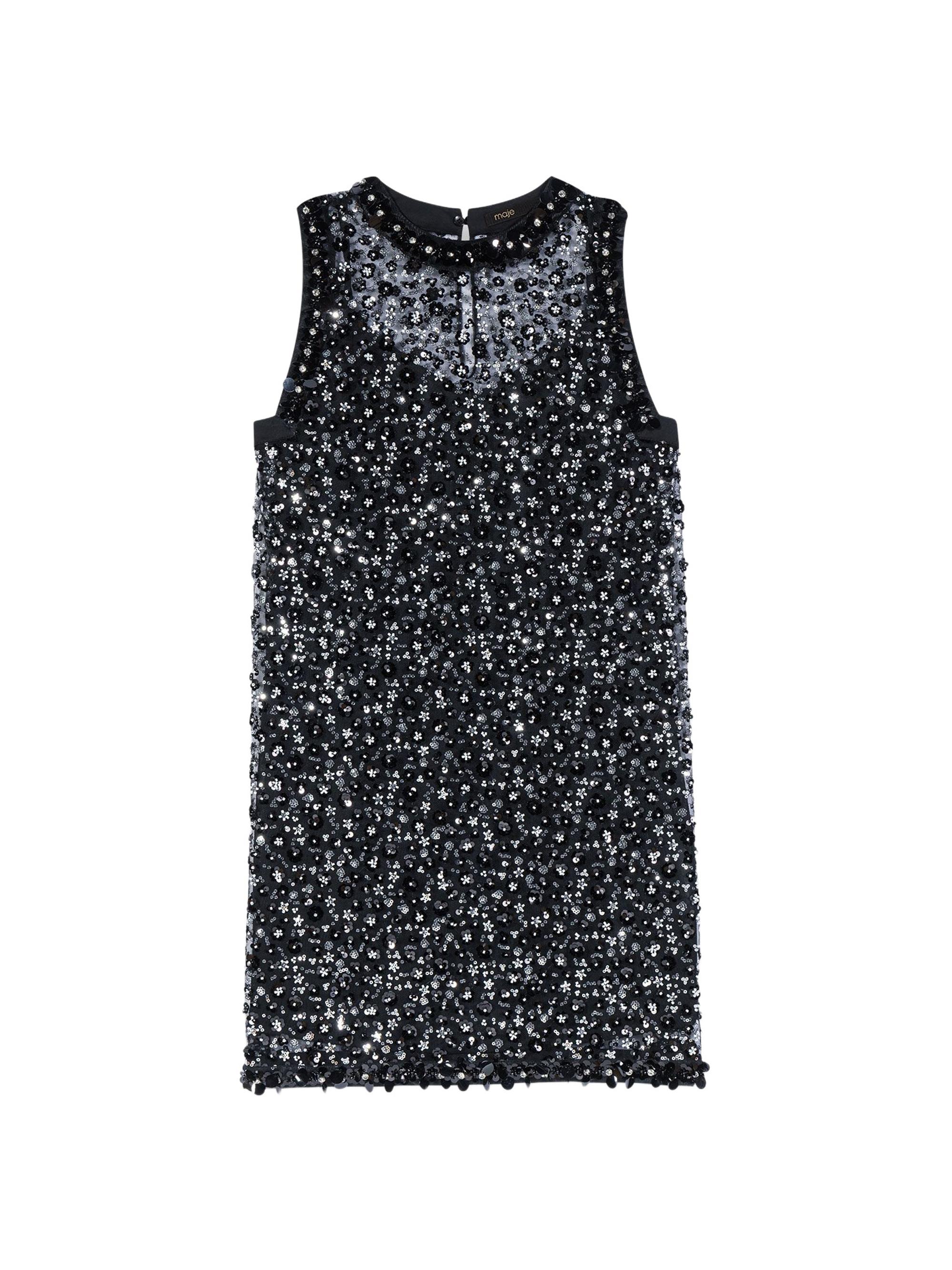 Maje Women's Rhinestone Floral Dress - Black