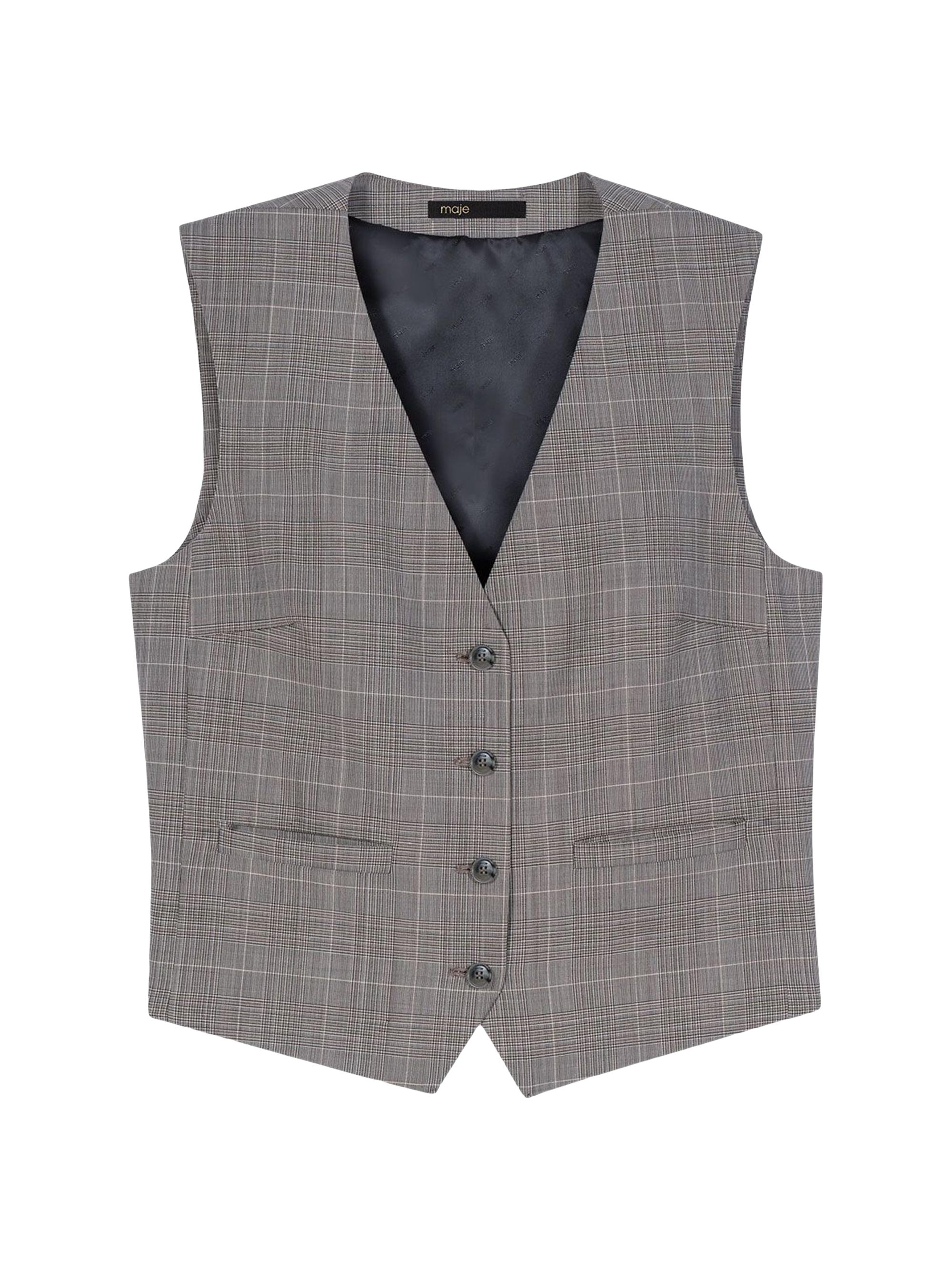 Maje Women's Checked Tailored Jacket - Grey