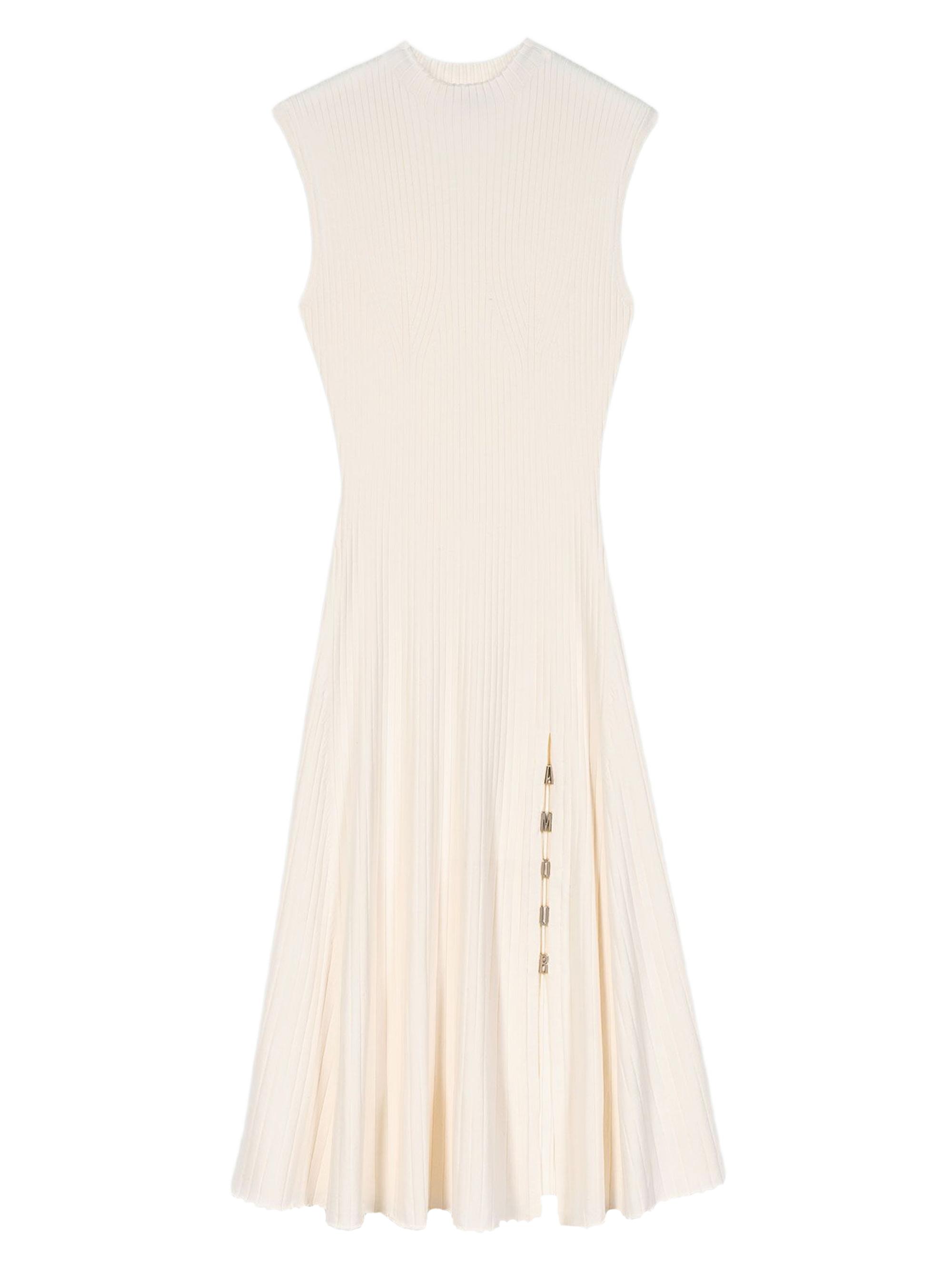 Maje Women's Ribbed Dress with Side Slit - Ecru