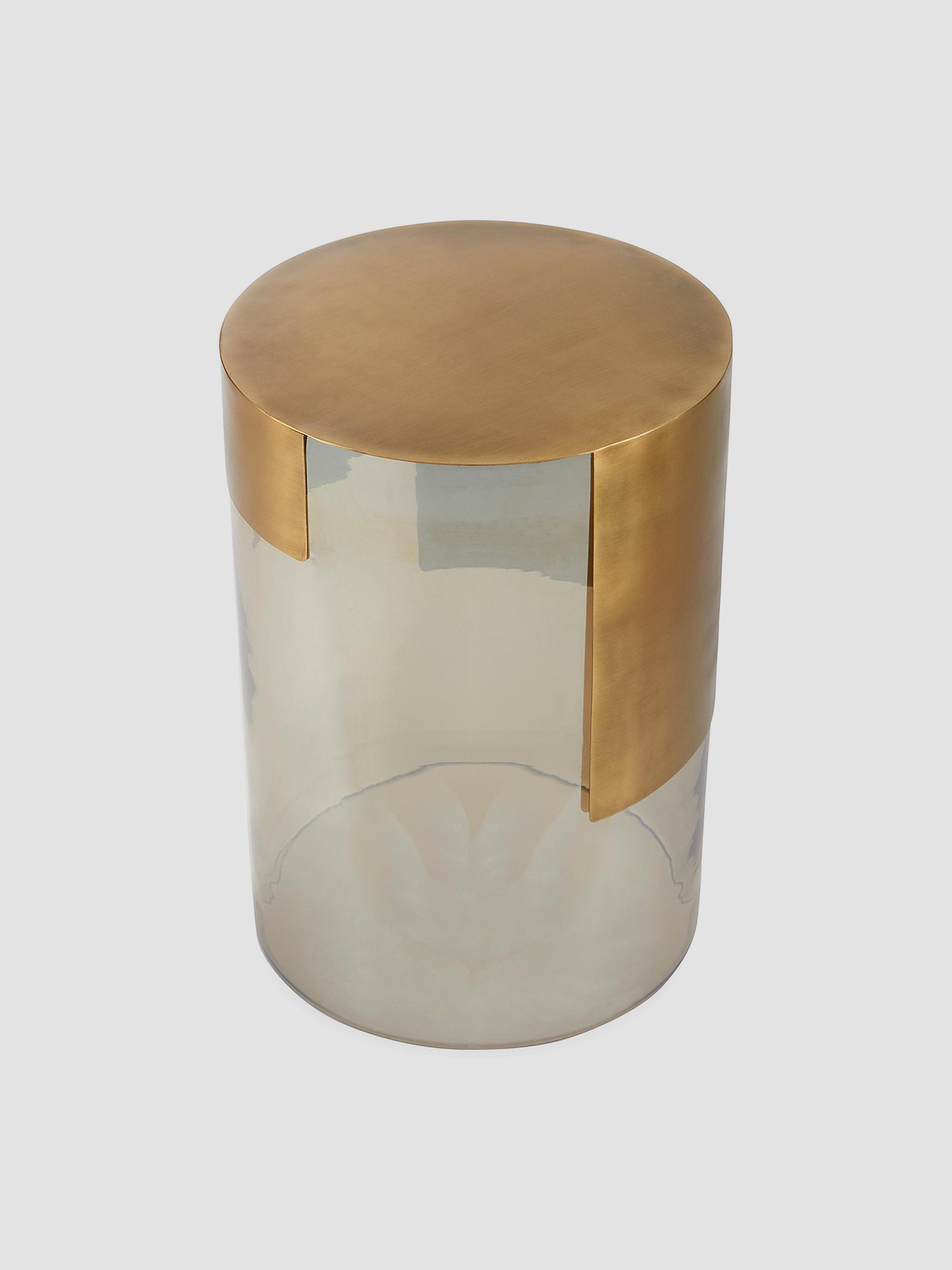 Arteriors Jesse Glass & Metal Cylindrical Accent Table - Gray