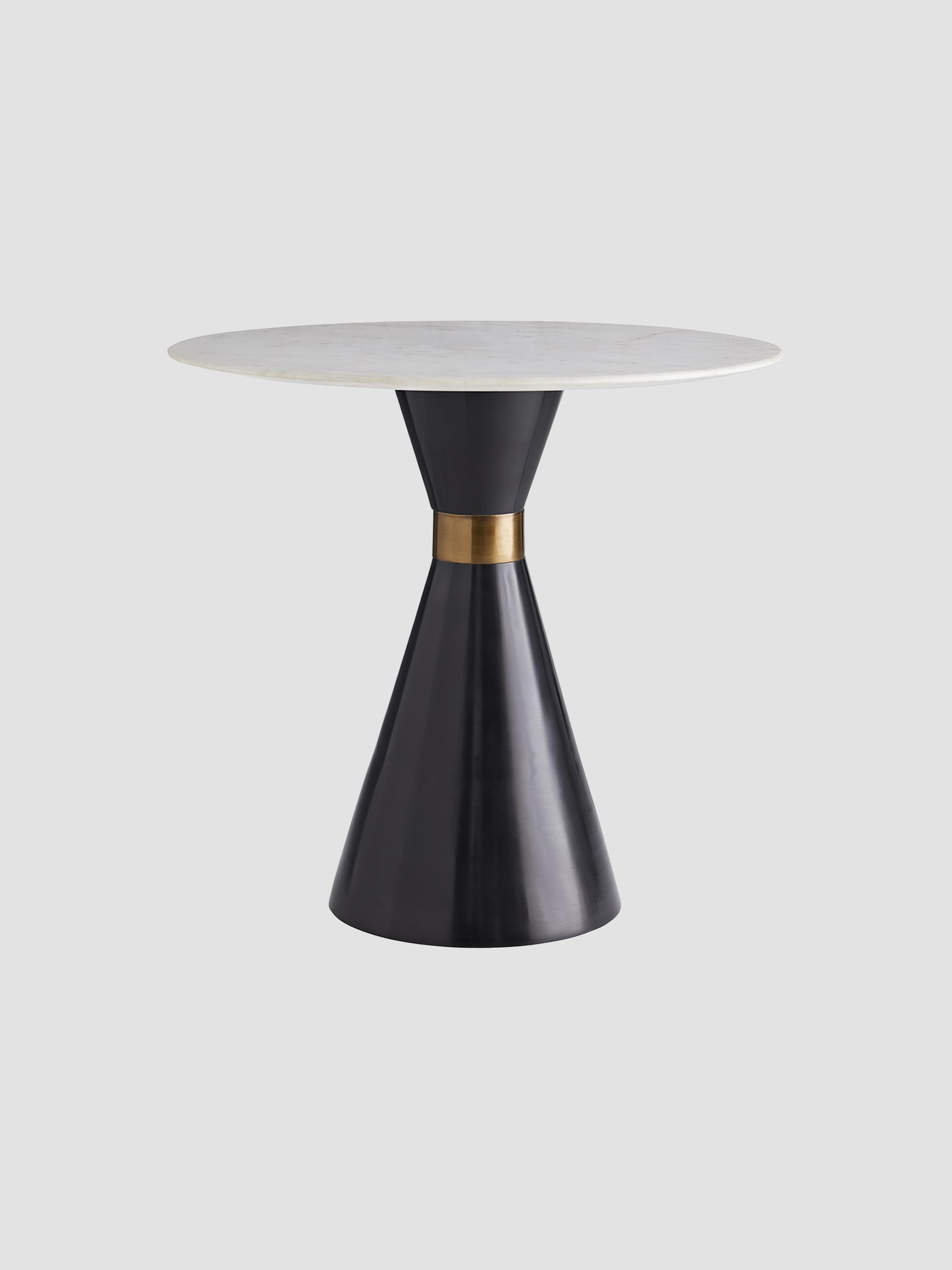 Arteriors Denali Marble & Hourglass Bronze Accent Table - Black