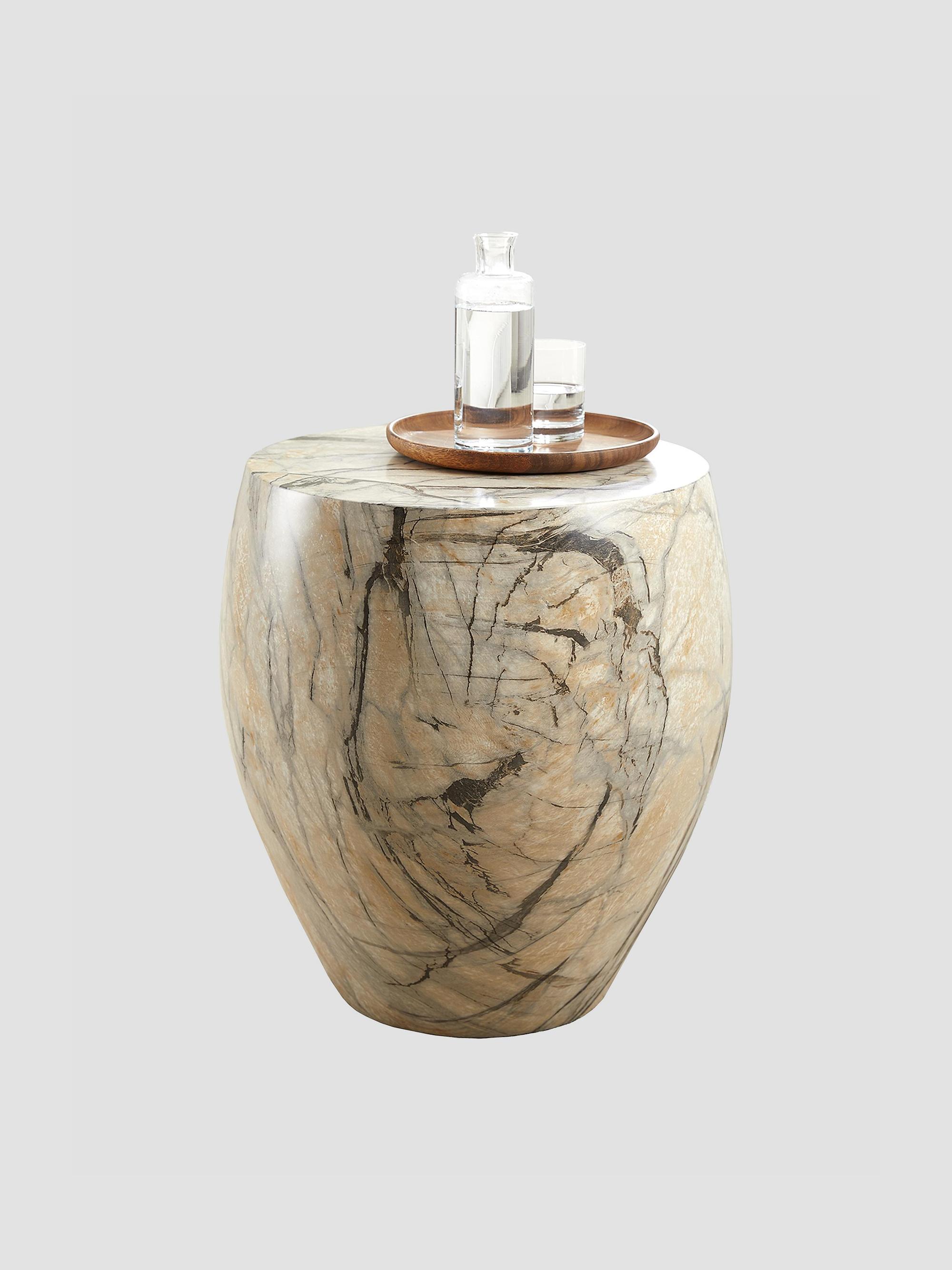 Arteriors Kenmore Marble Side Table - Beige