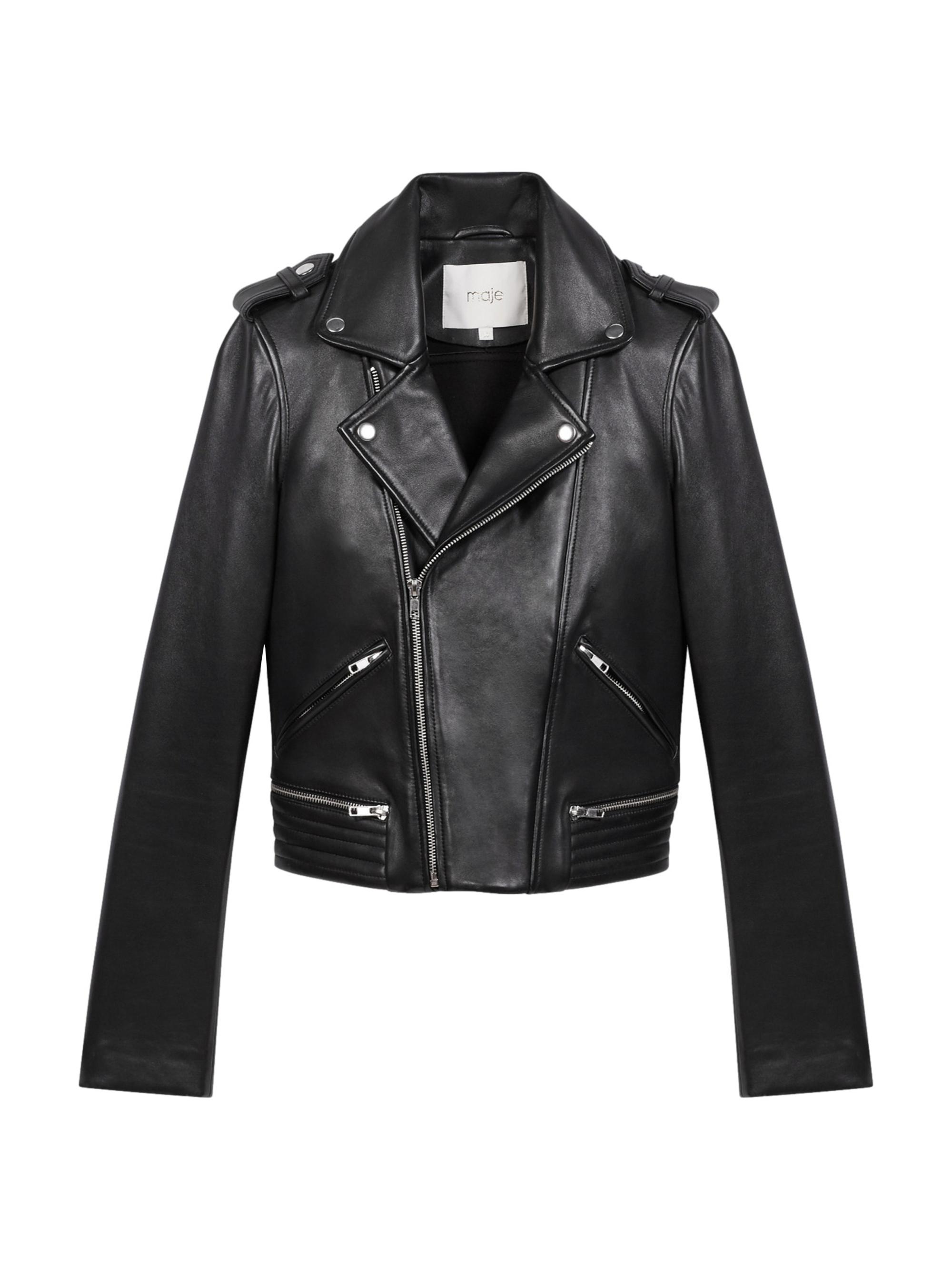 maje ライダースジャケット Maje Leather Moto Jacket | Saks Fifth Avenue