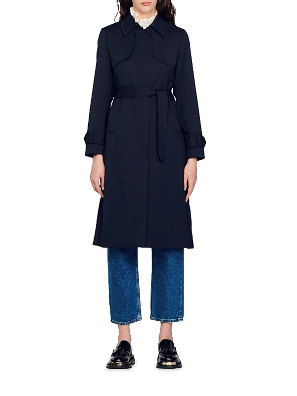 Shop Sandro Trench Coat with Pleated Inset | Saks Fifth Avenue Shop Sandro Trench Coat with Pleated Inset | Saks Fifth Avenue