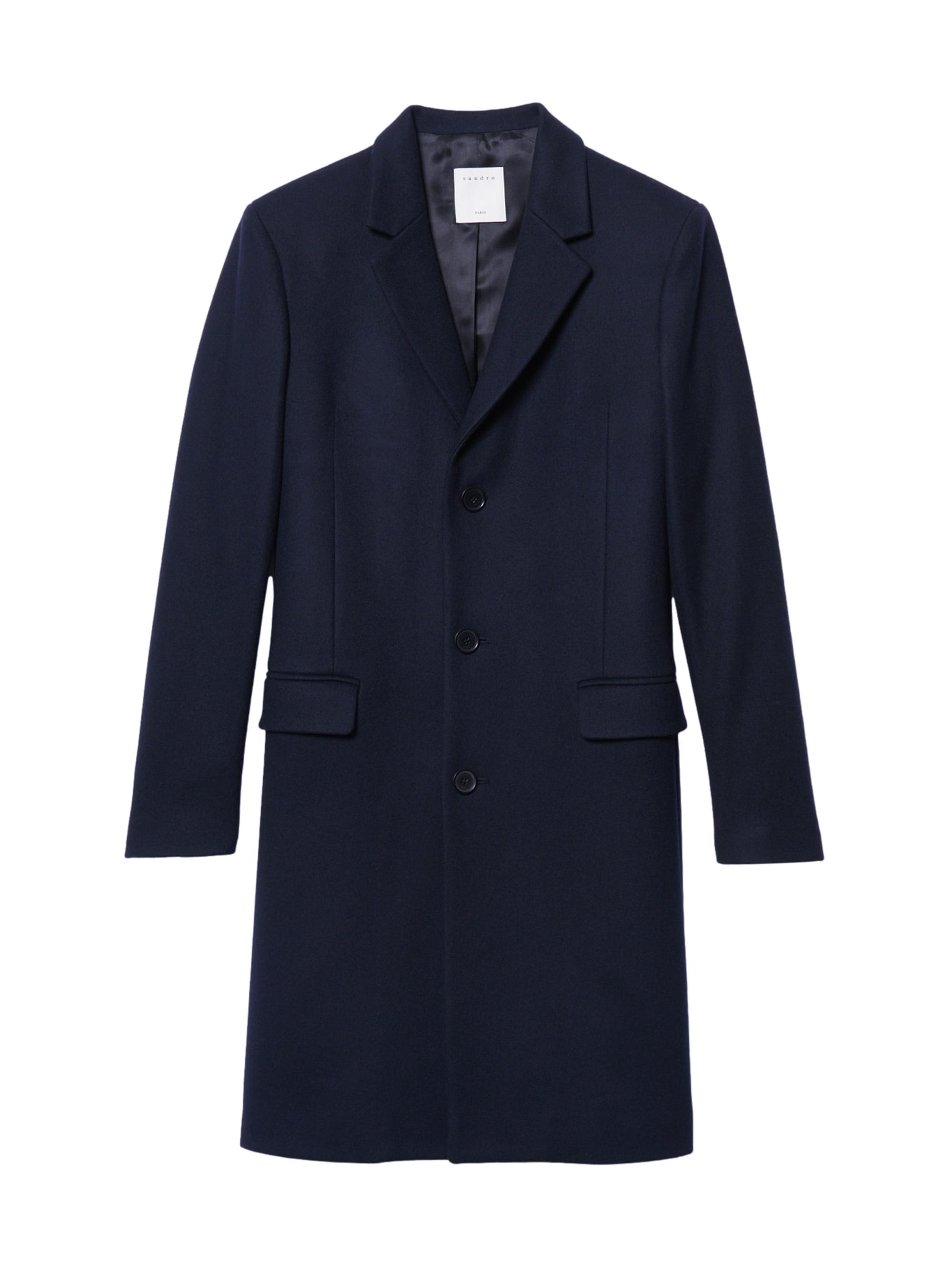 Sandro Men's Wool Top Coat - Navy Blue