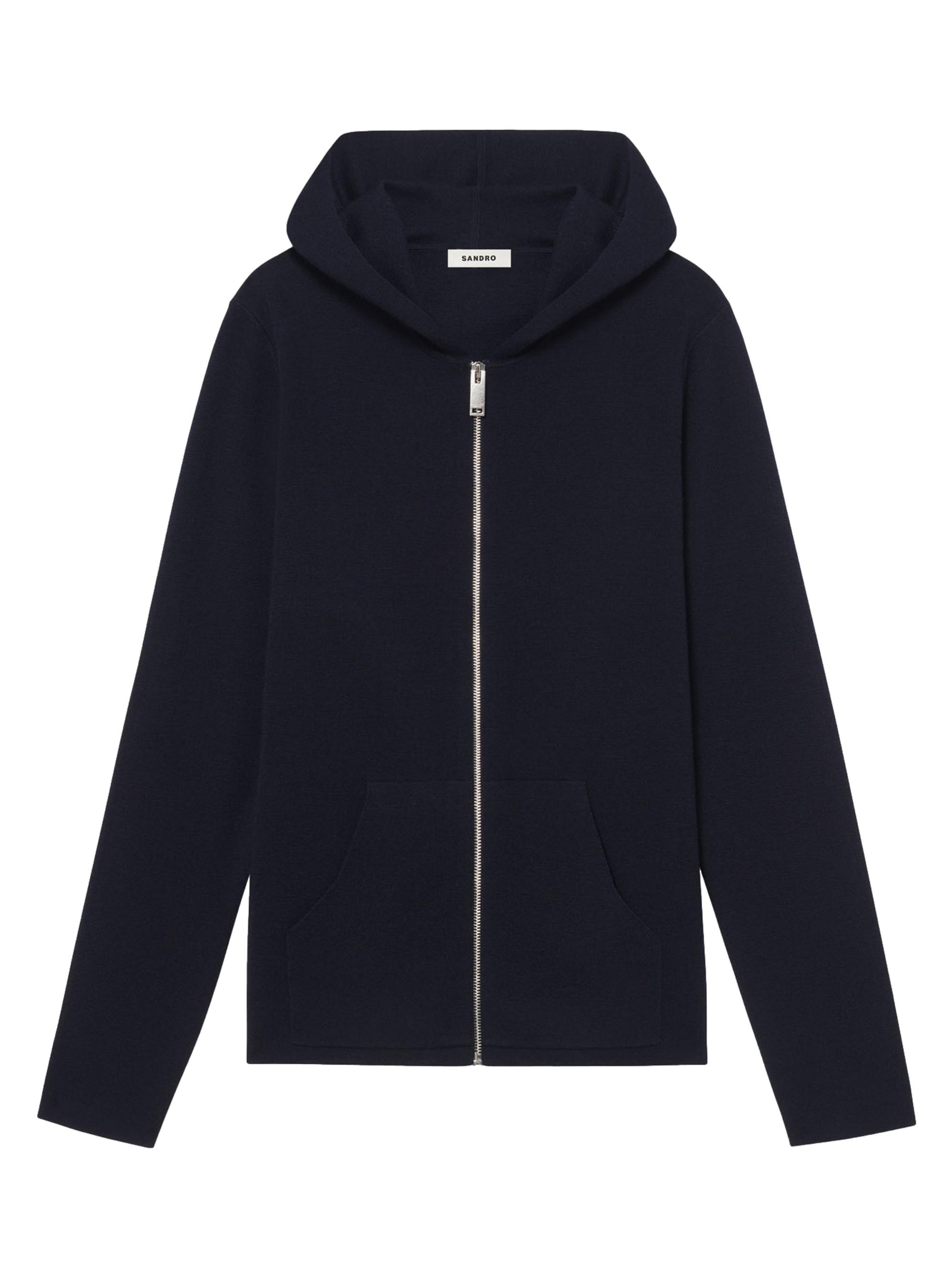 Sandro Men's Zipped Cardigan With Hood - Navy Blue